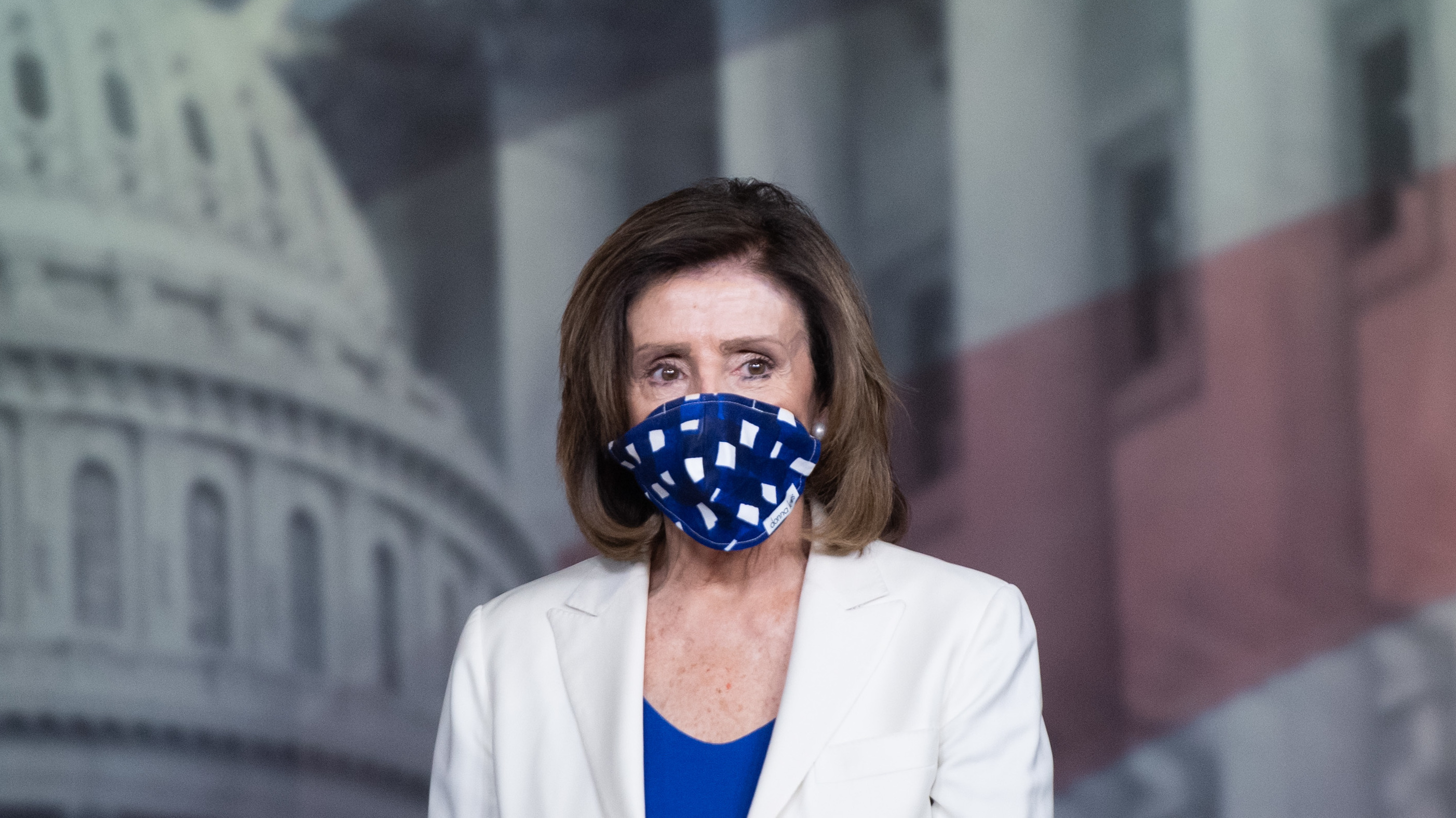 Speaker of the House Nancy Pelosi wears a mask on Capitol Hill on April 30. The Senate is scheduled to return Monday, but members of the House will not return over coronavirus fears. (AFP via Getty Images)