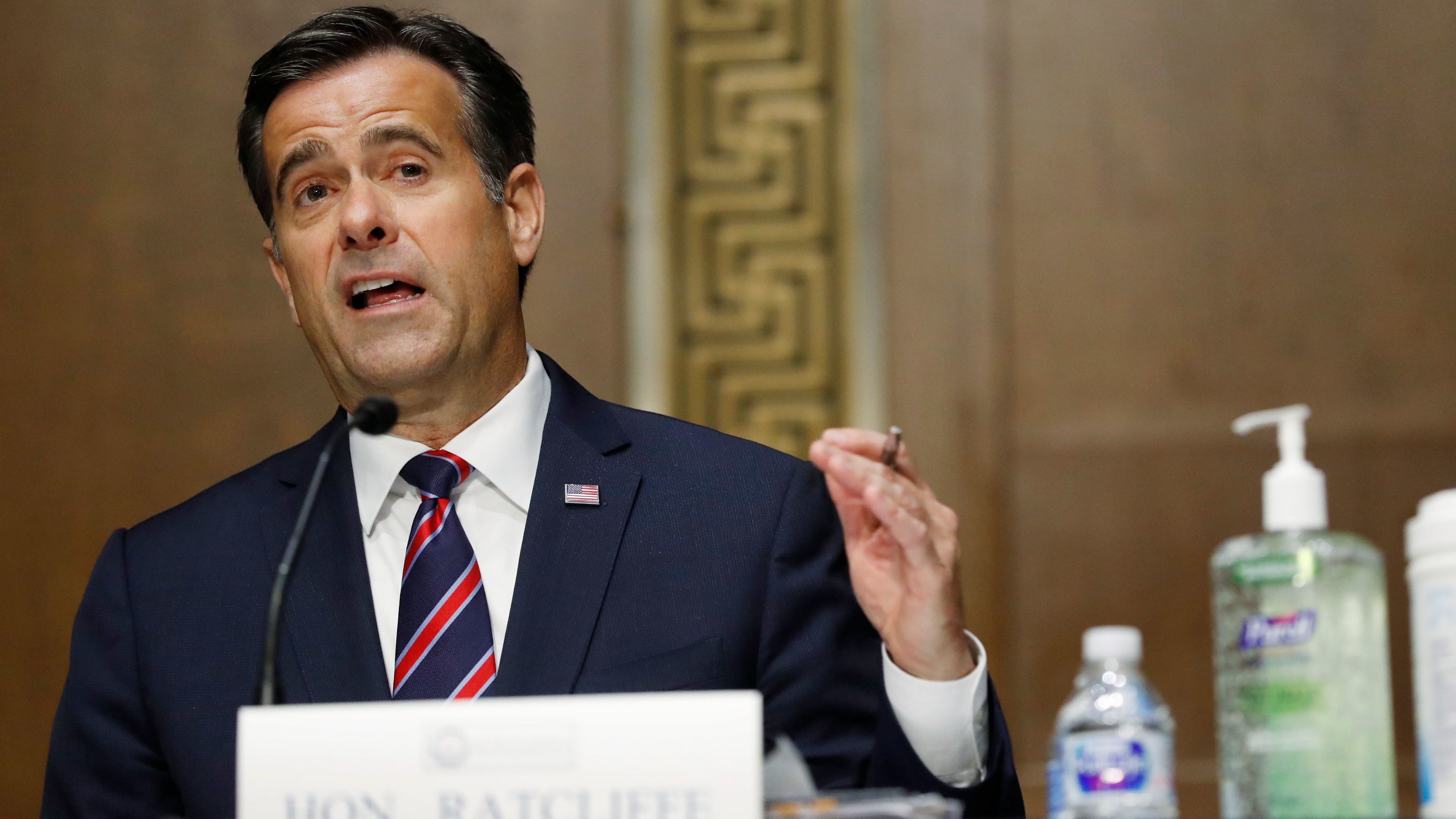 President Trump's nominee to be director of national intelligence, Rep. John Ratcliffe, R-Texas, testifies before the Senate Intelligence Committee on Tuesday. (Pool/AFP via Getty Images)