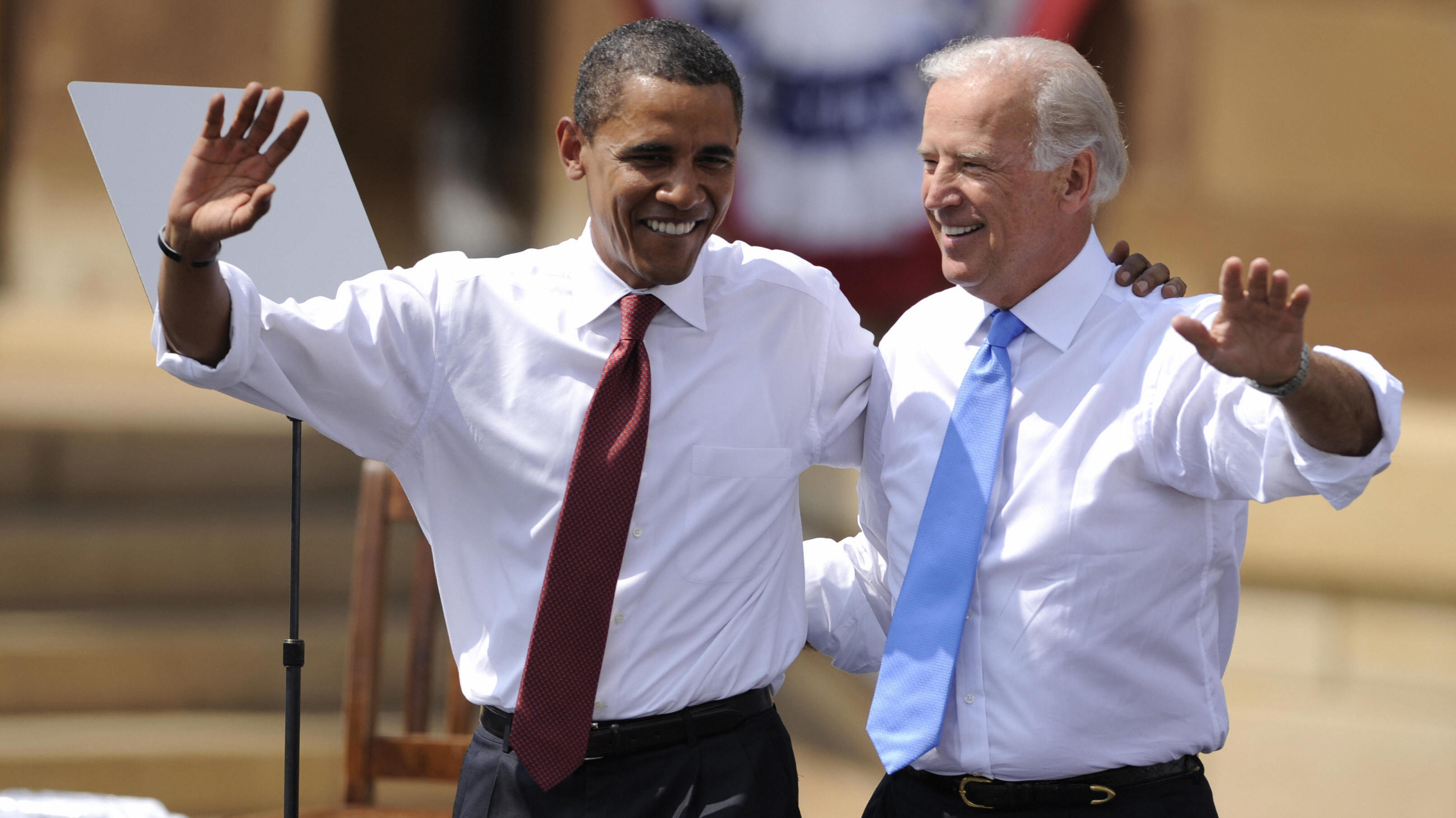 Presumptive Democratic presidential nominee Joe Biden, seen being introduced as Barack Obama's running mate in 2008, has the unique perspective of choosing a vice presidential candidate having served in the job himself. (AFP via Getty Images)