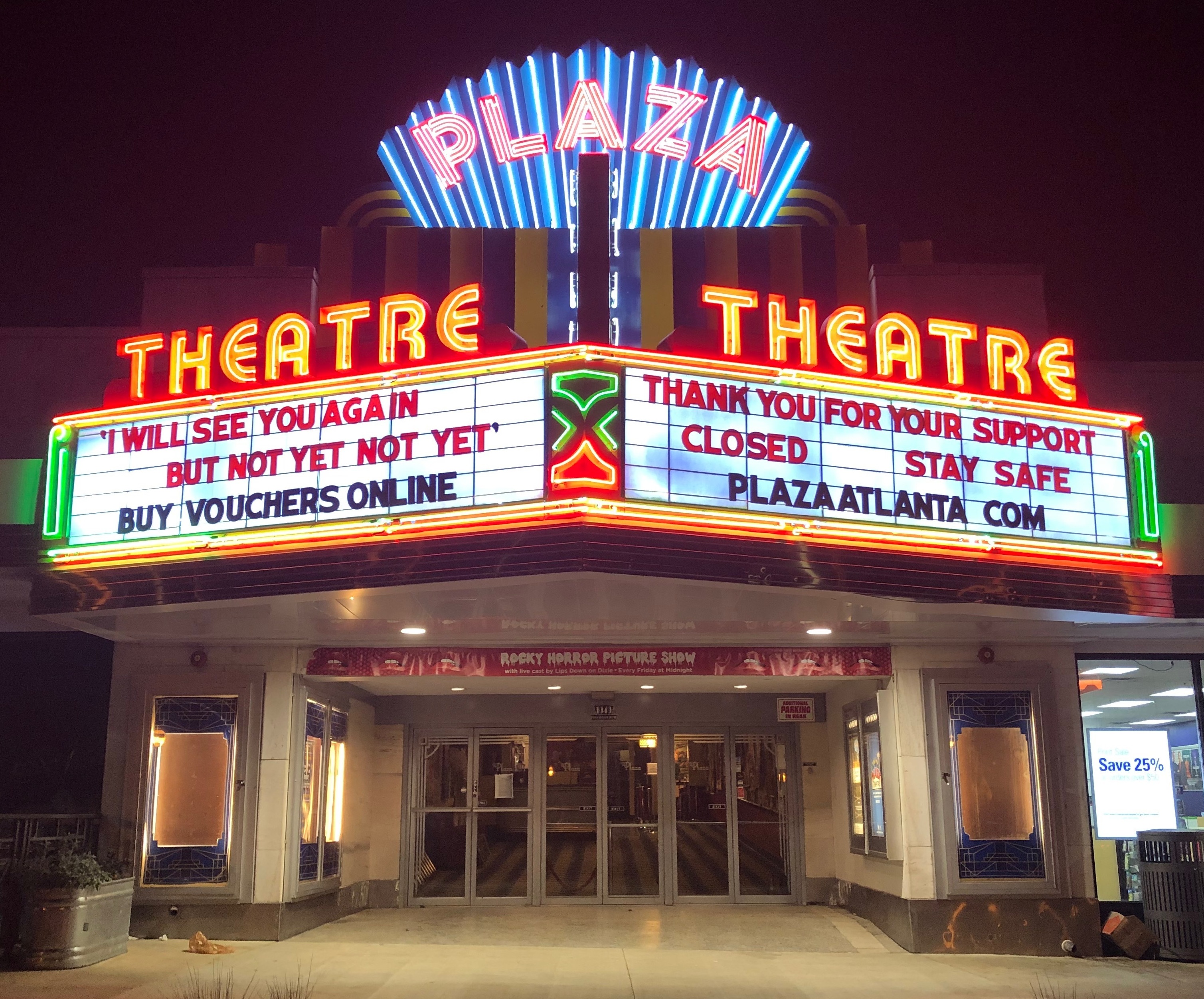 In Georgia, Gov. Brian Kemp has authorized the opening of theaters, but Chris Escobar, owner of the <a href="https://plazaatlanta.com/">Plaza Theatre</a> in Atlanta, won't be unlocking the doors quite yet. "I'm not forcing my employees to choose between their livelihoods and their lives," he says. (Plaza Theatre)
