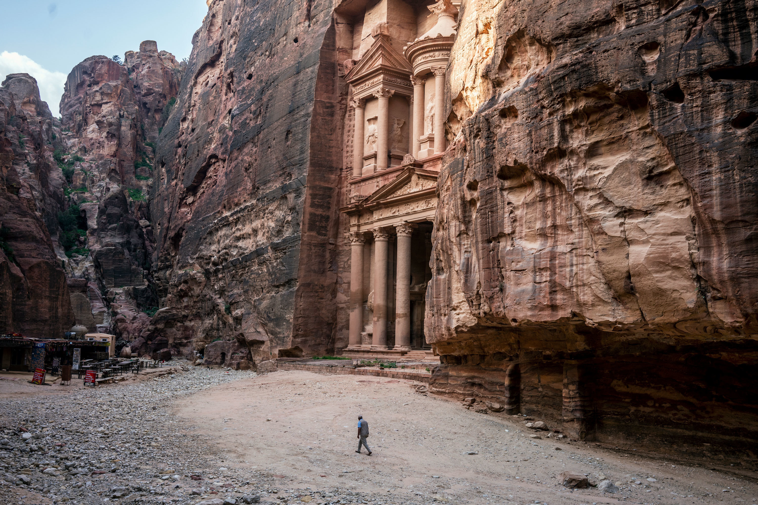 Tour guide Mohammad Awwad by the Treasury in Petra, Jordan's biggest tourist destination. (Moises Saman for NPR)
