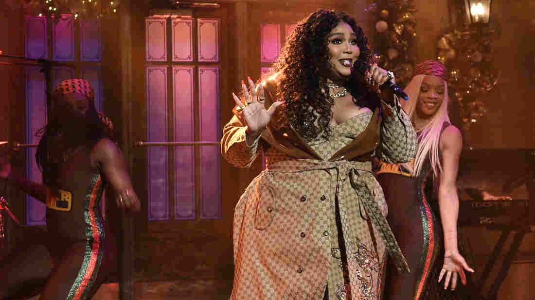 Lizzo performs on Saturday Night Live on Saturday, Dec. 21, 2019.