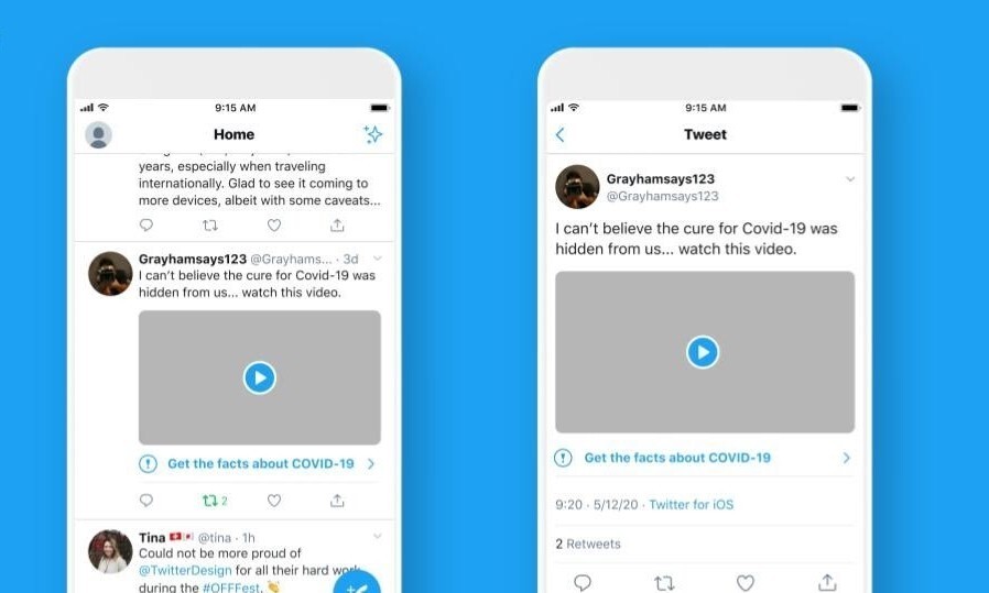 Twitter announced on Monday that tweets related to the coronavirus containing misleading, disputed or unverified claims will now carry labels warning users about the content. (Twitter)