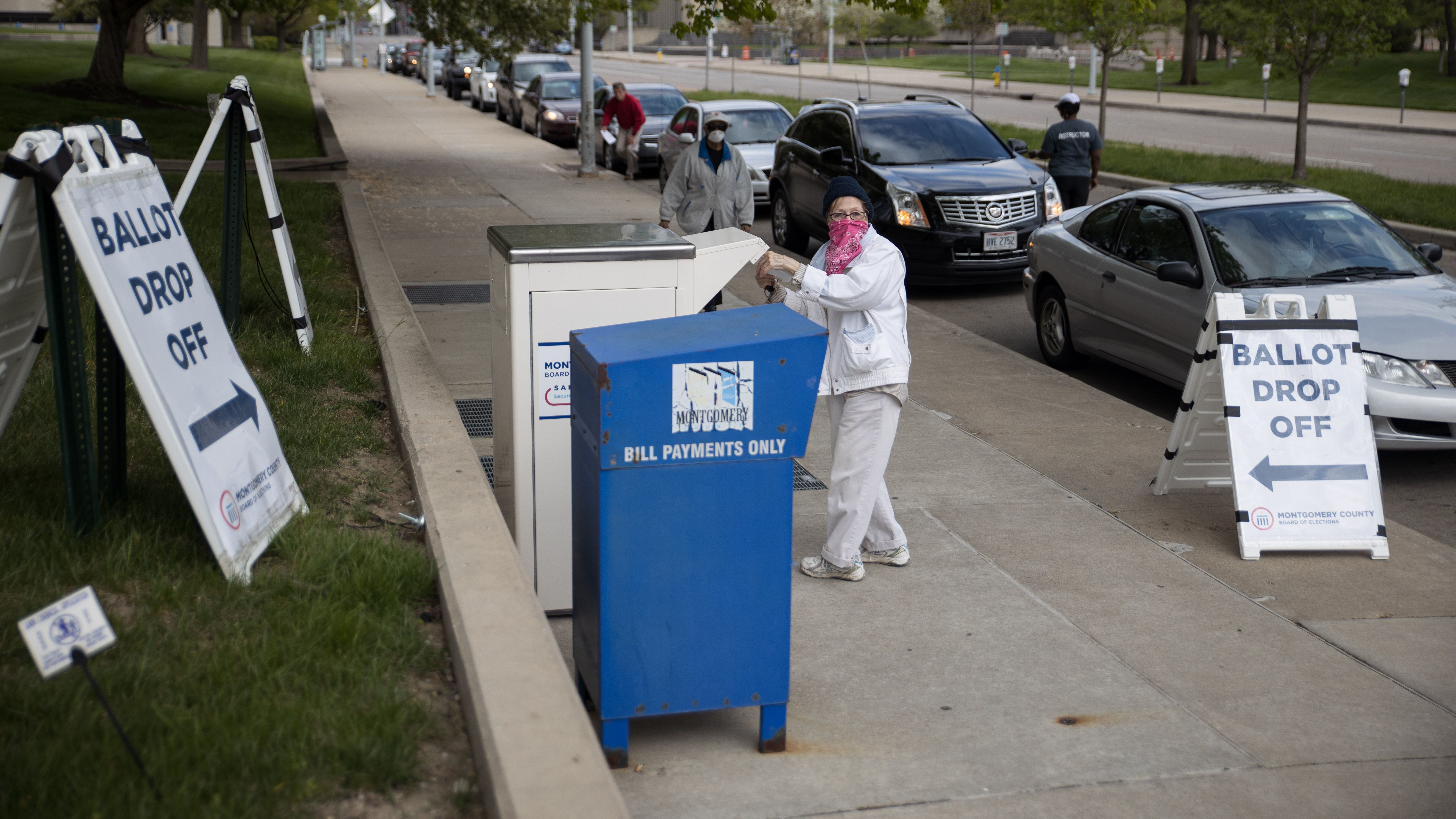 Ohio voters drop off their ballots last month in Dayton. The state