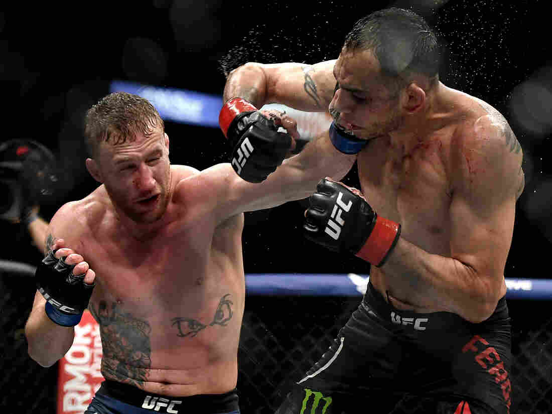 JACKSONVILLE, FLORIDA - MAY 09: Justin Gaethje (L) of the United States punches Tony Ferguson (R) of the United States in their Interim lightweight title fight during UFC 249 at VyStar Veterans Memorial Arena on May 09, 2020 in Jacksonville, Florida. (Photo by Douglas P. DeFelice/Getty Images)