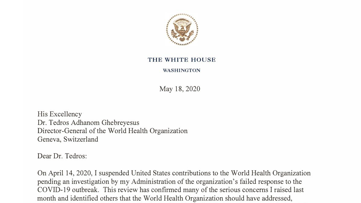 Assessing Trump S Letter Of Rebuke To World Health Organization Goats And Soda Npr