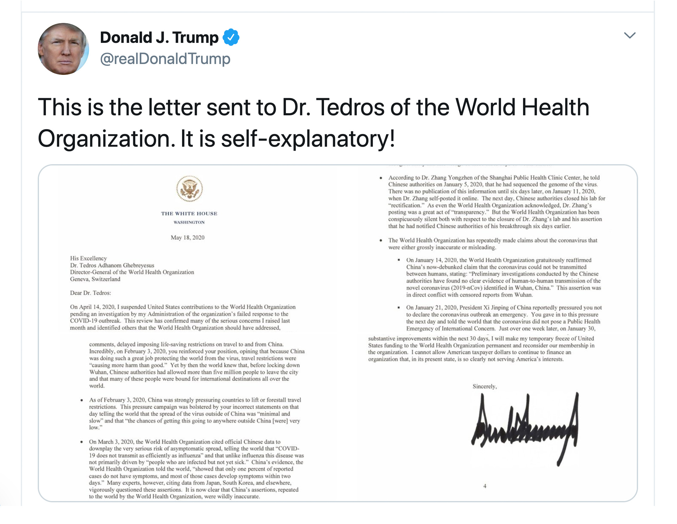 Assessing Trump S Letter Of Rebuke To World Health Organization Goats And Soda Npr