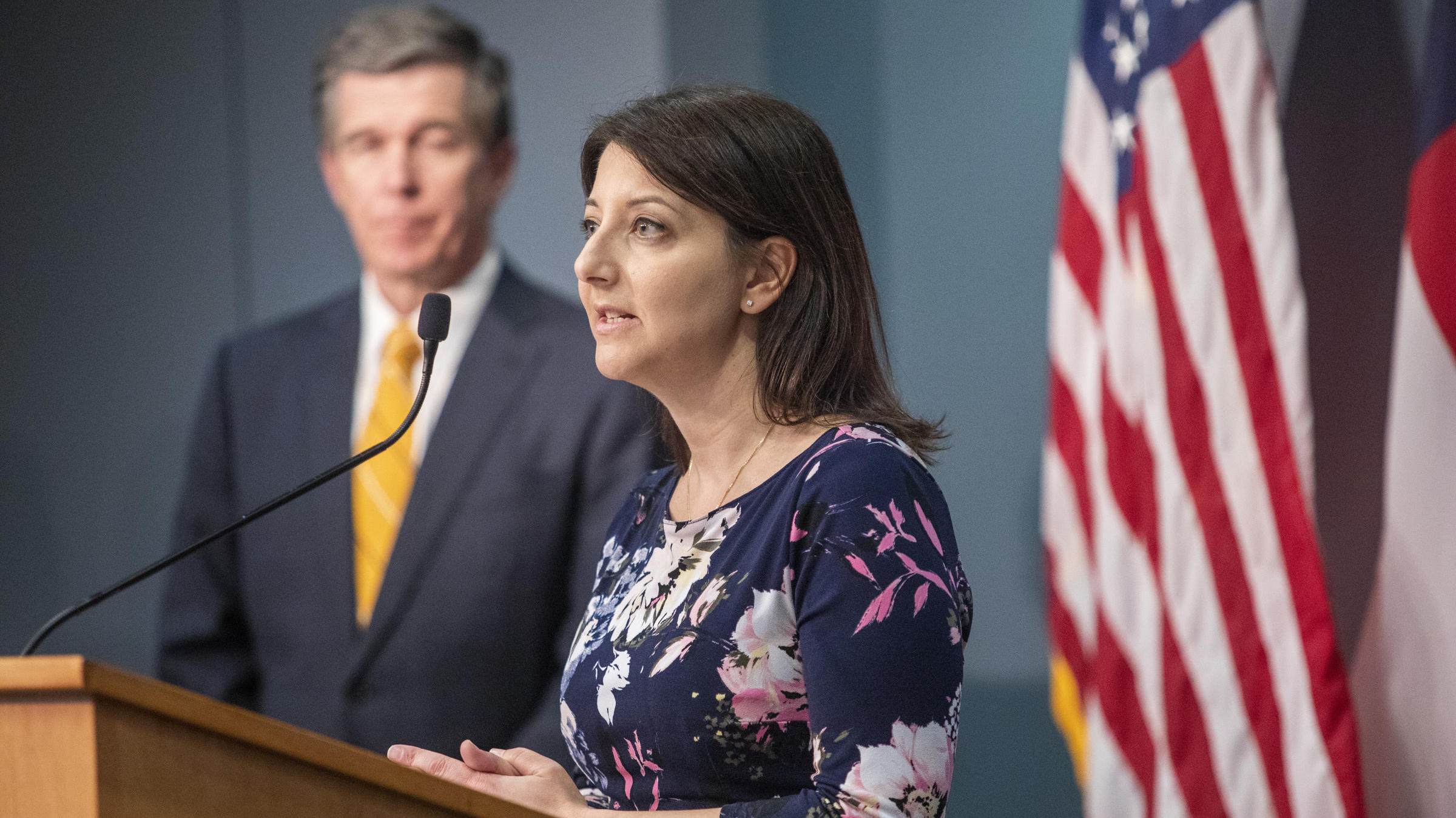 North Carolina Department Health and Human Services Secretary Dr. Mandy Cohen speaks during a briefing on April 24. (North Carolina Department Of Public Safety)