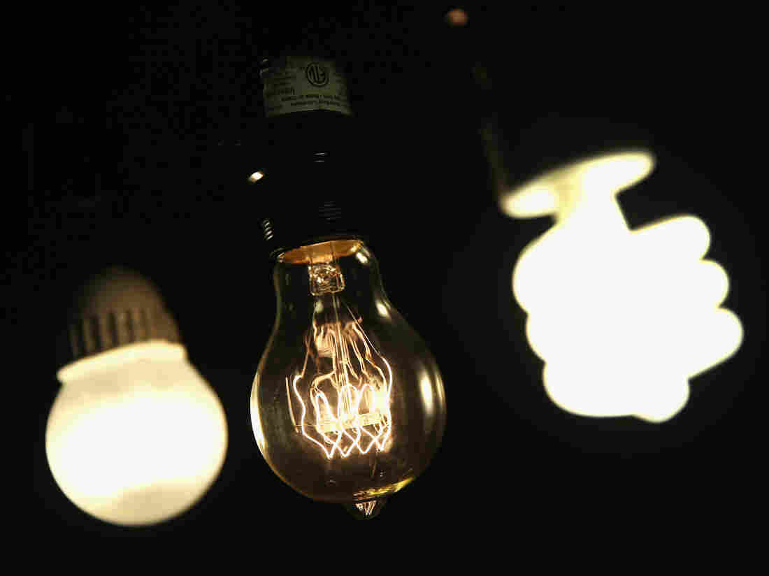 CHICAGO, IL - DECEMBER 27: A vintage-style incandescent light bulb (C) is shown with an LED light bulb (L) and a compact florescent (CFL) light bulb. (Photo Illustration by Scott Olson/Getty Images)