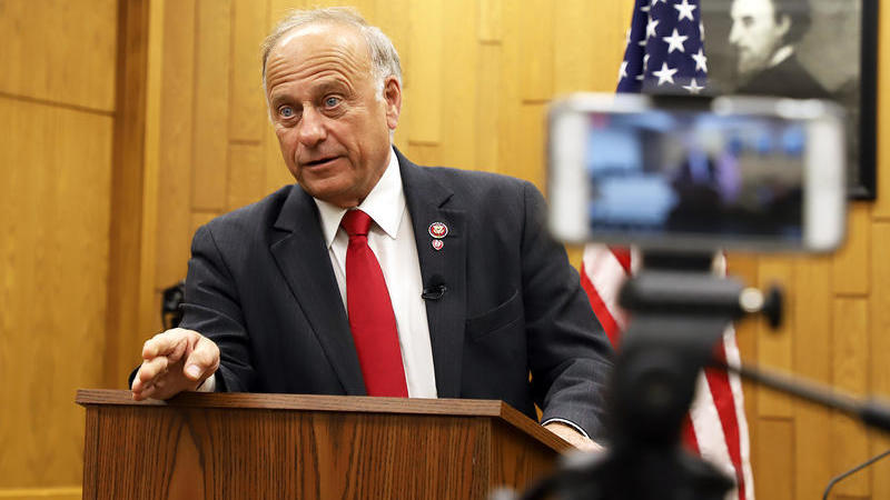 Rep. Steve King is seen at a town hall in Hampton, Iowa, in 2019. (Iowa Public Radio)