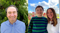 During a remote <em>StoryCorps</em> conversation this month from Stafford, N.Y., Dr. Roberto Vargas (left), his wife, Susan, and 10-year-old son, Xavier, talk about the challenges of staying safely distanced.