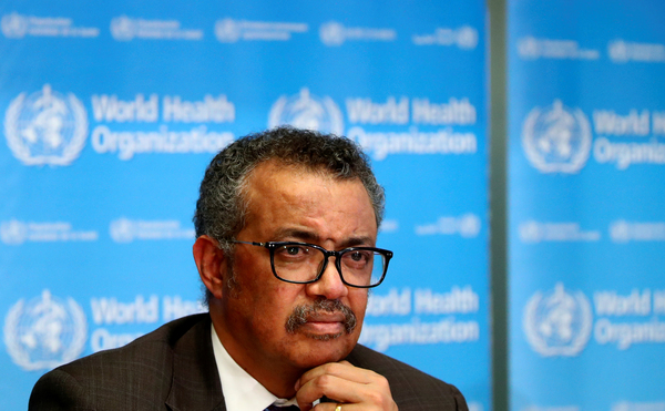 On Monday, Tedros Adhanom Ghebreyesus, director general of the World Health Organization, gave his reaction to Trump's declaration — which he learned about from the president's media briefing Friday. Above: Tedros at a press conference earlier this year.