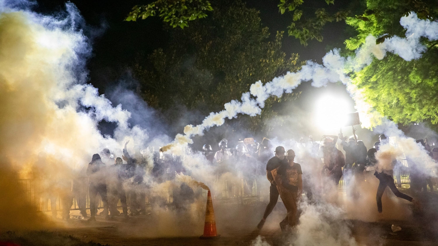 Tear-Gassing Protesters During...