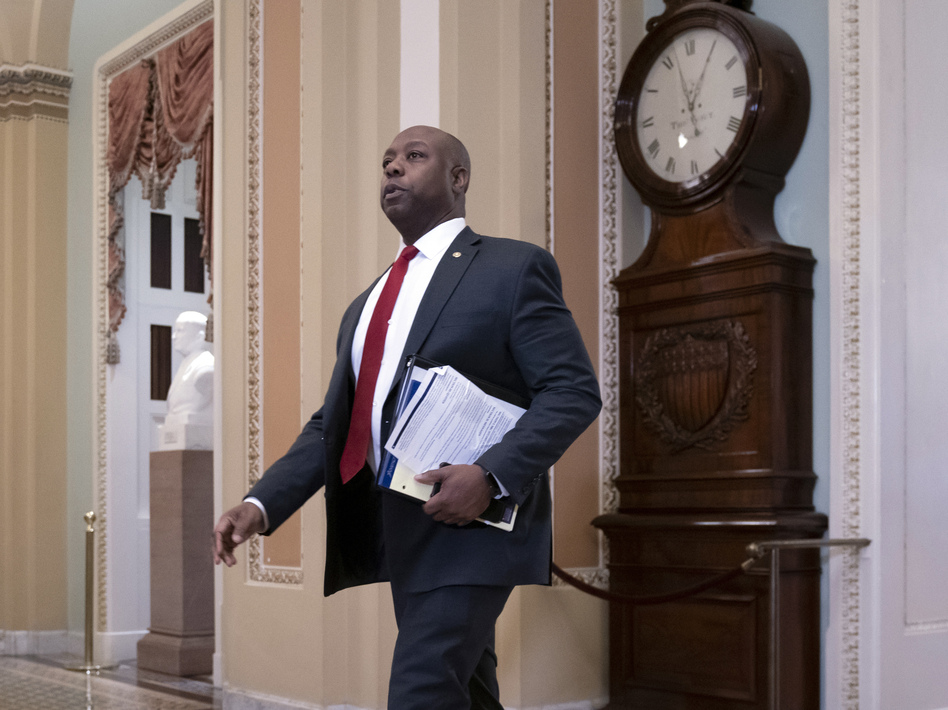 Sen. Tim Scott, R-S.C., is heading up a working group to draft a legislative response for Senate Republicans on issues of racial discrimination that have become more prominent since George Floyd's killing. (J. Scott Applewhite/AP)