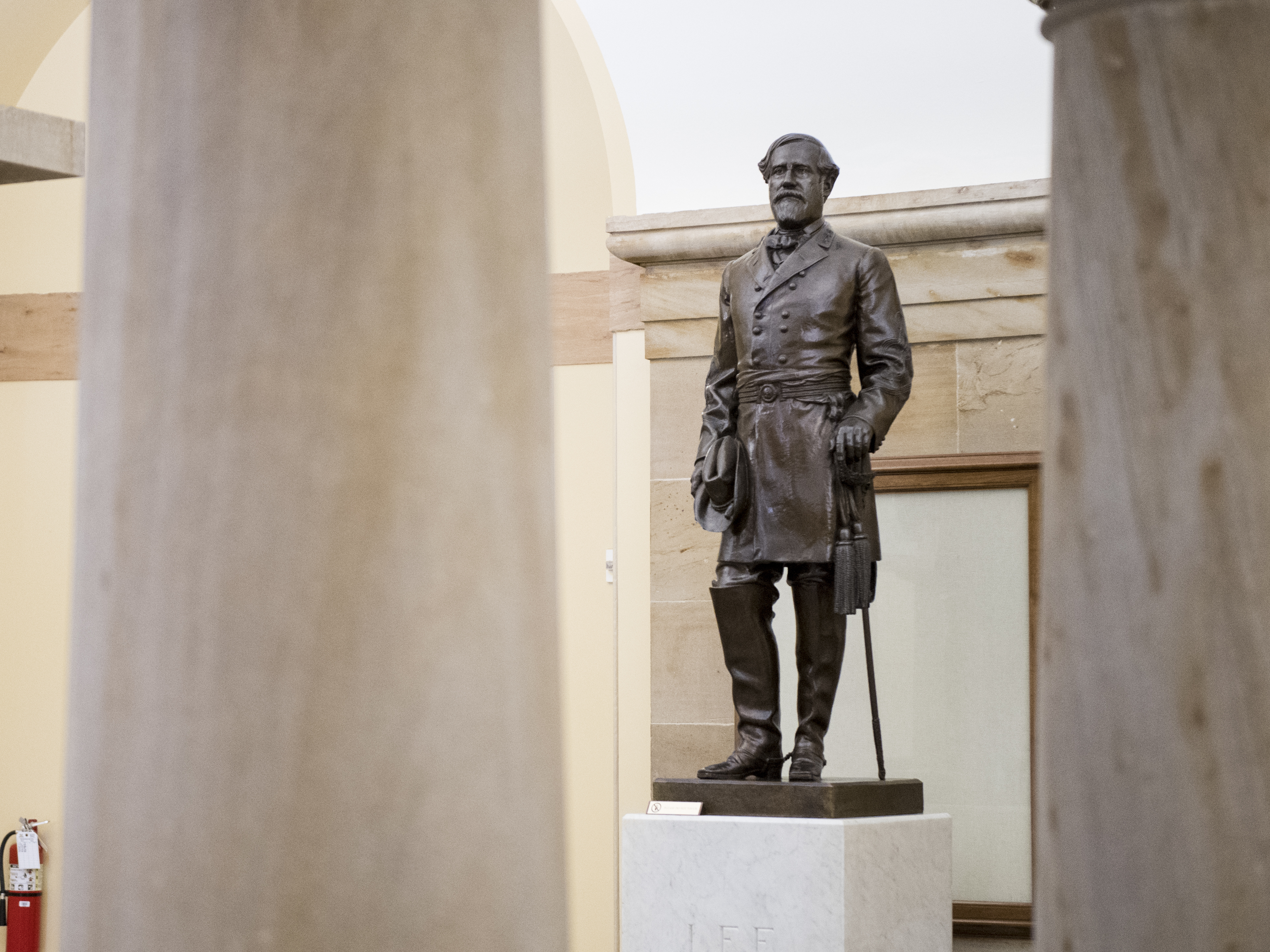 A statue of Robert E. Lee stands in the U.S. Capitol, seen in 2019. (CQ Roll Call via Getty Images)