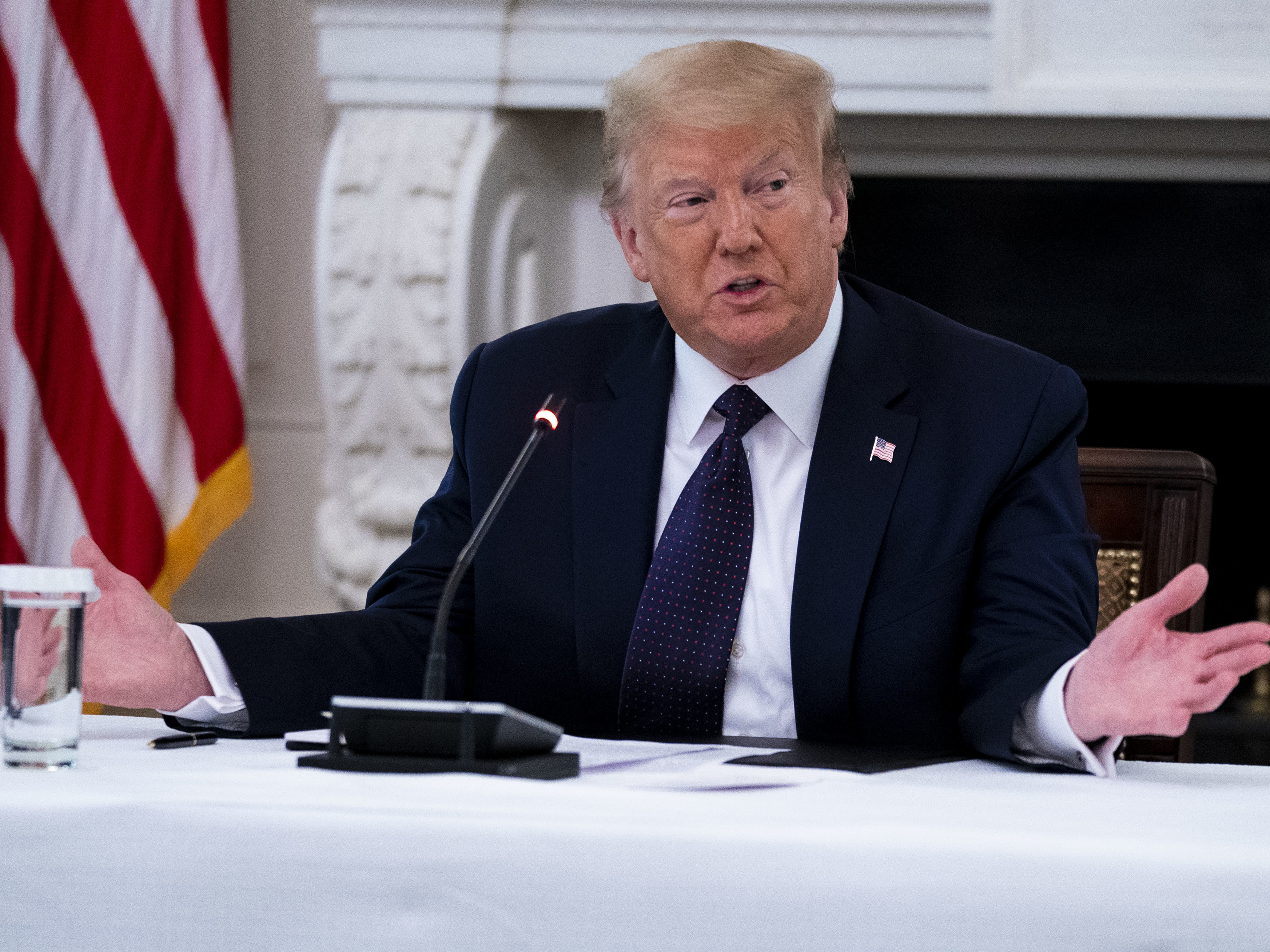 President Trump makes remarks at a roundtable this week with law enforcement officials. (Bloomberg via Getty Images)