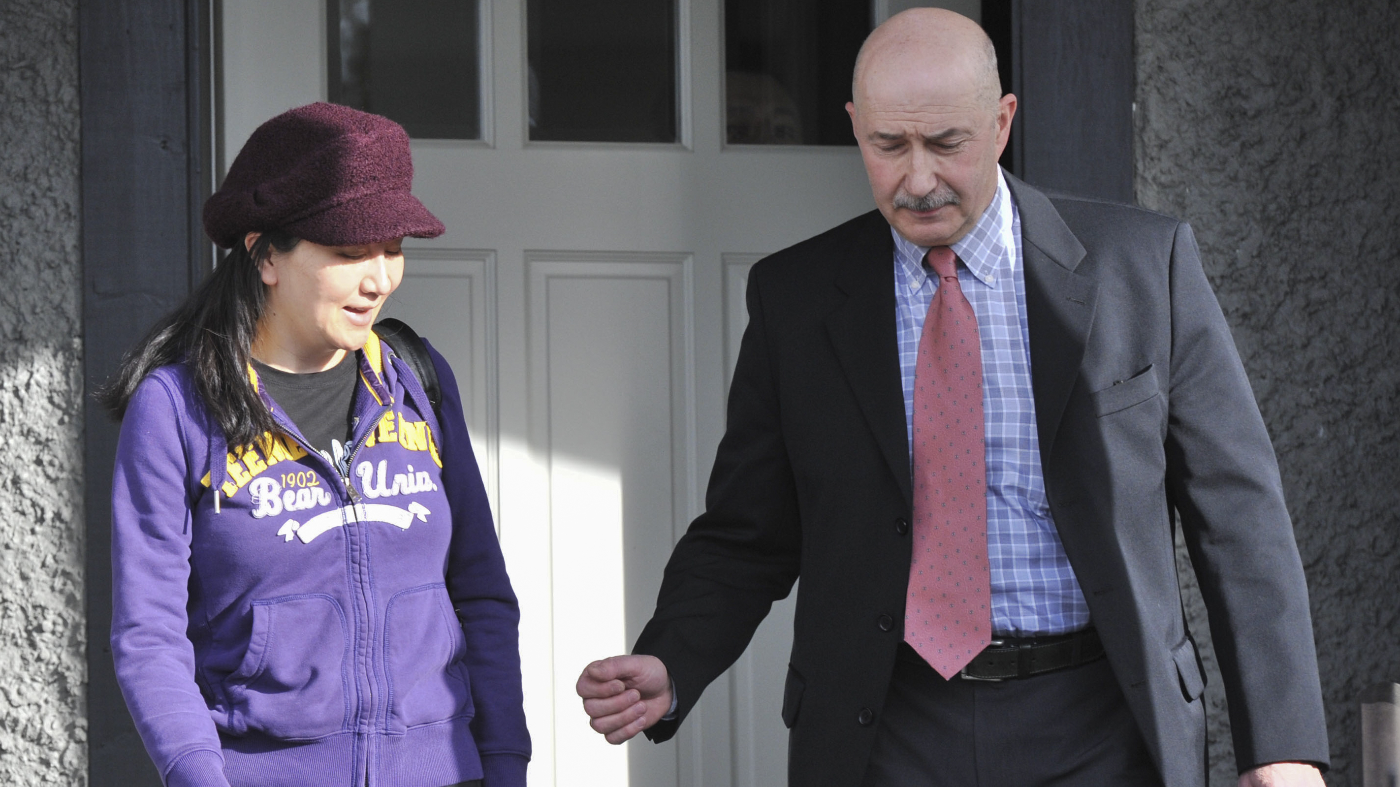 Huawei Chief Financial Officer Meng Wanzhou leaves her Vancouver home with security detail to appear in British Columbia Supreme Court, in Vancouver, in March.