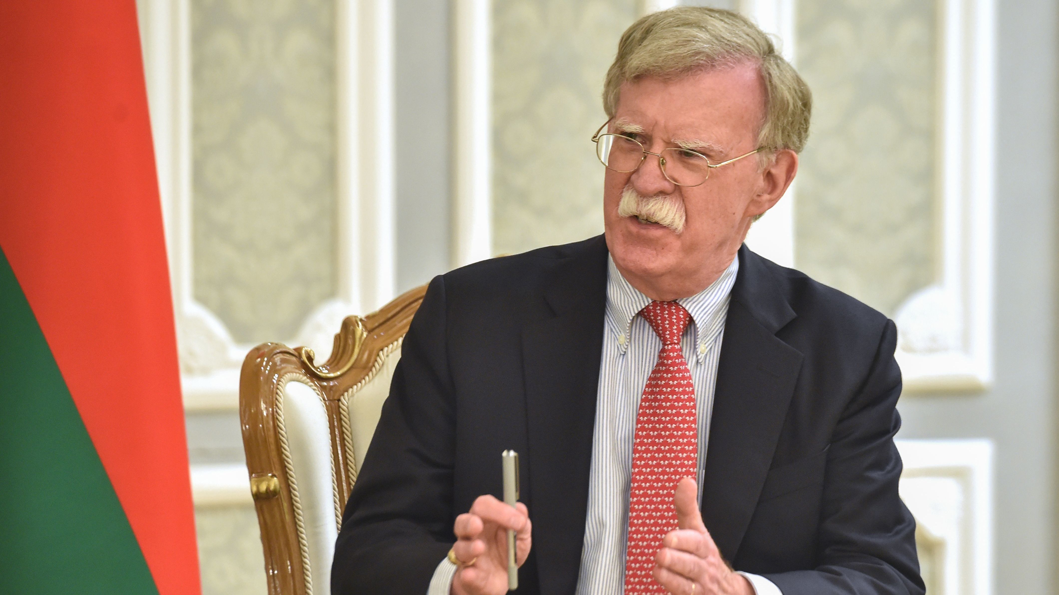 Then-national security adviser John Bolton in Minsk, Belarus, in 2019. (AFP via Getty Images)