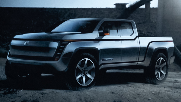 A poster for Endurance, the electric truck planned for production at the Lordstown Motors assembly plant, is seen in the office of Lordstown Motors CEO Steve Burns. Lordstown, Ohio. Wednesday, March 4, 2020