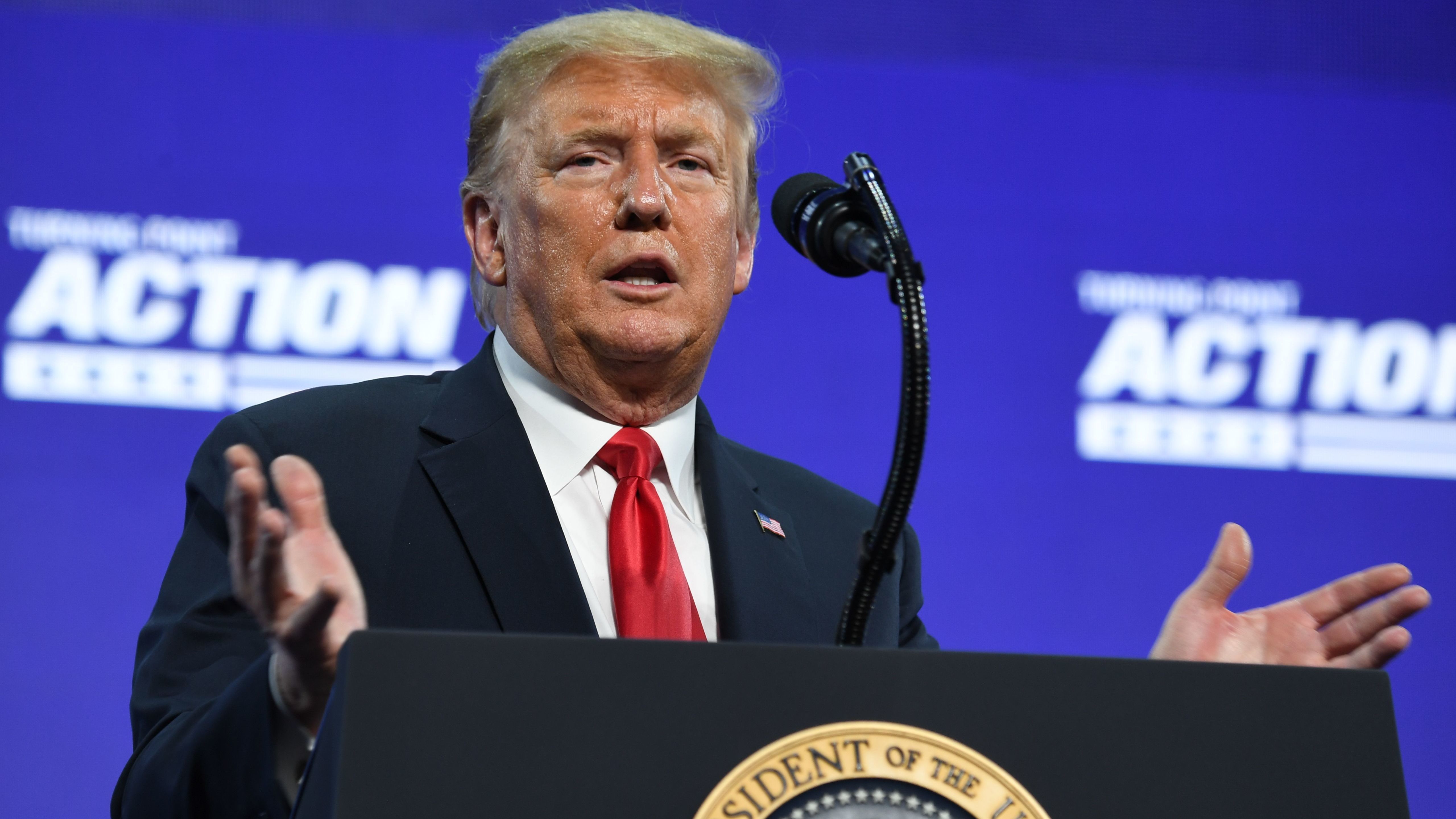 President Trump speaks during a Students for Trump event at the Dream City Church in Phoenix on Tuesday. (AFP via Getty Images)
