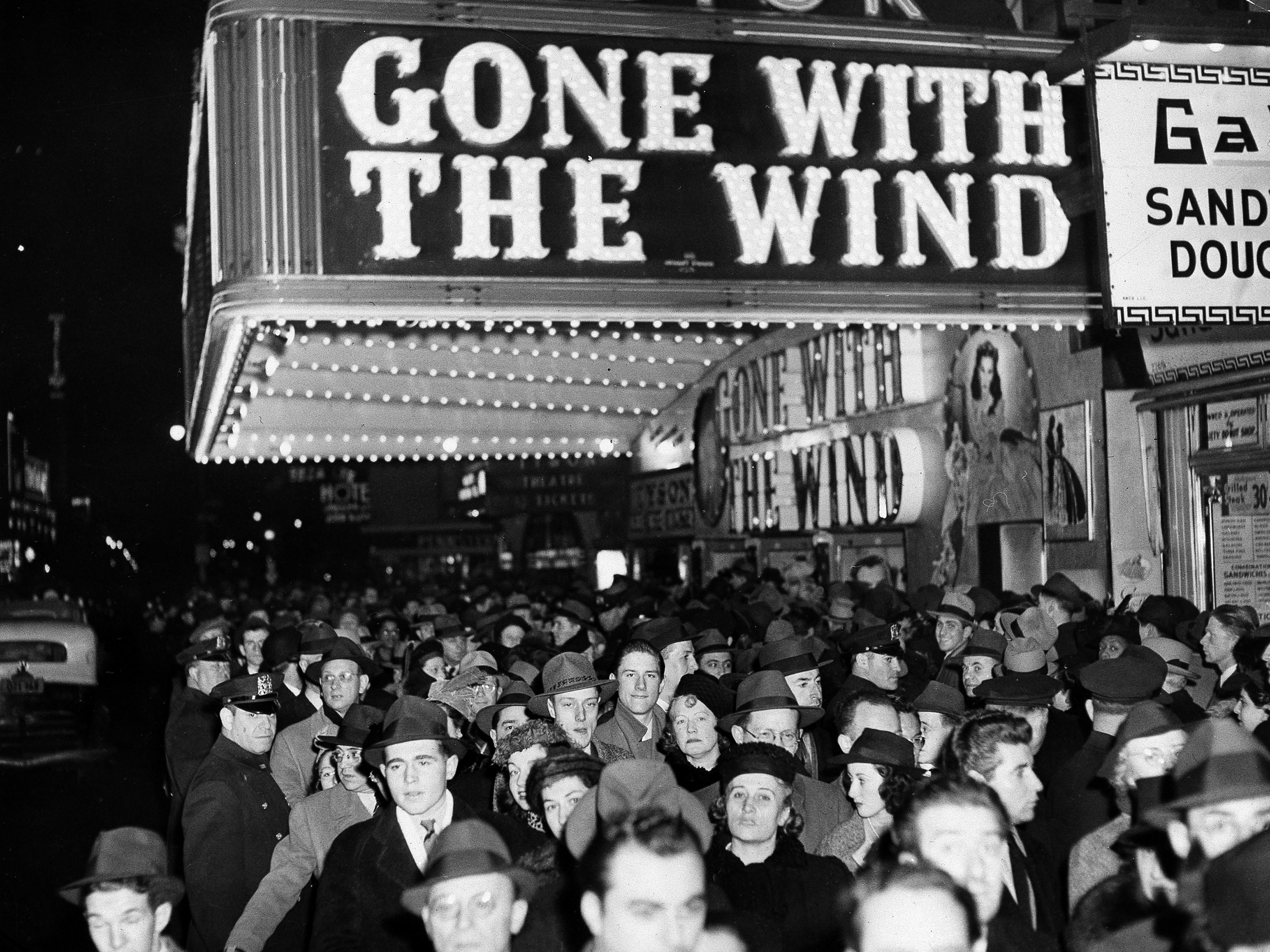 The New York premiere of Gone With the Wind on Dec. 19, 1939, in the Astor Theater on Broadway.