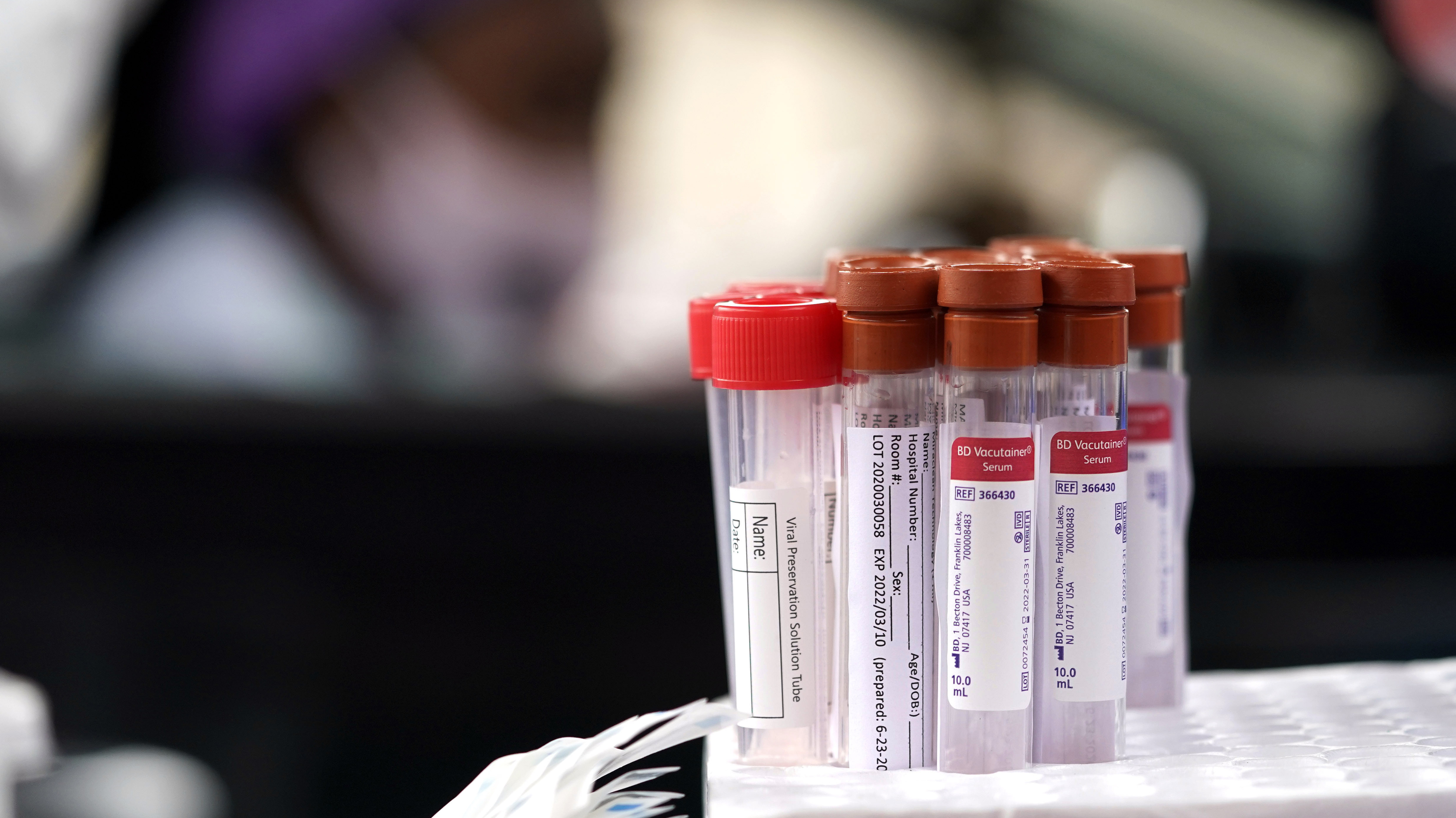 Test kits are shown at a United Memorial Medical Center COVID-19 testing site in Houston on Friday.