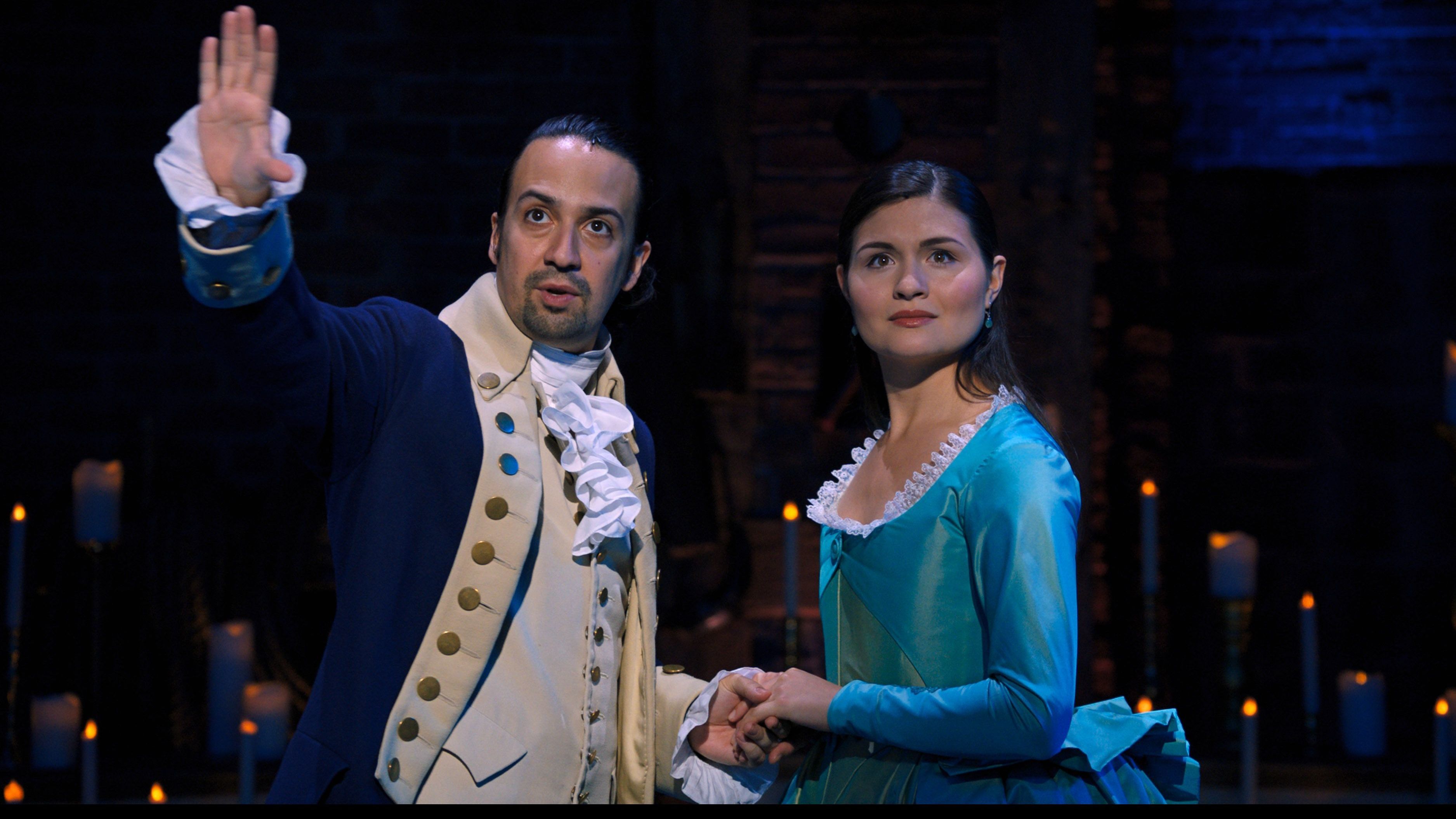 Lin-Manuel Miranda and Phillipa Soo played Alexander and Eliza Hamilton in the original Broadway production of Hamilton. A film production of the show, taped in 2016, debuts on Disney+ July 3.