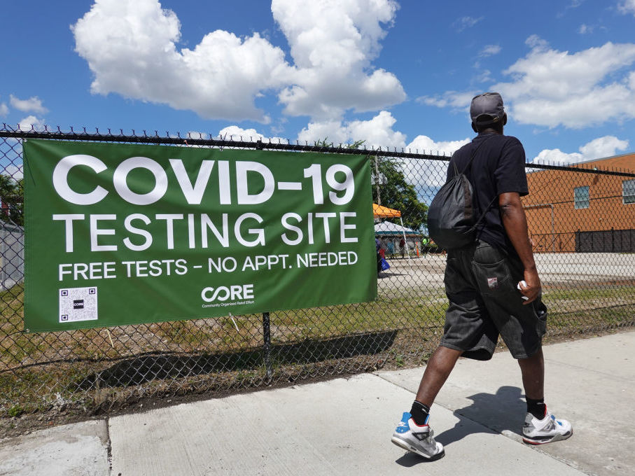 A sign alerts residents to a mobile COVID-19 testing site in Chicago, Illinois. Policy makers continue to urge greatly expanding coronavirus testing as a means of detecting and containing emerging outbreaks. (Getty Images)