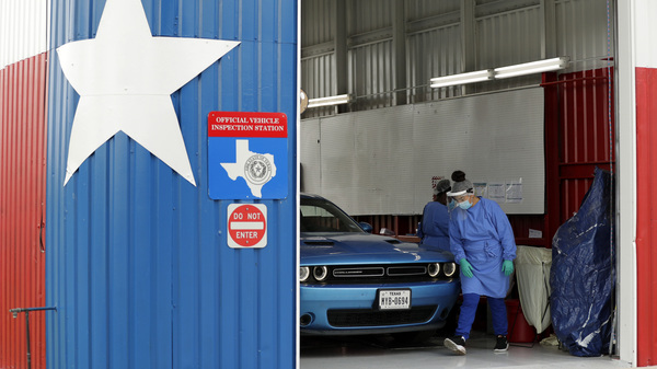 Patients can get COVID-19 diagnostic and antibody tests at a converted vehicle inspection station in San Antonio, as the state reports a record number of hospitalizations and single-day case increases.