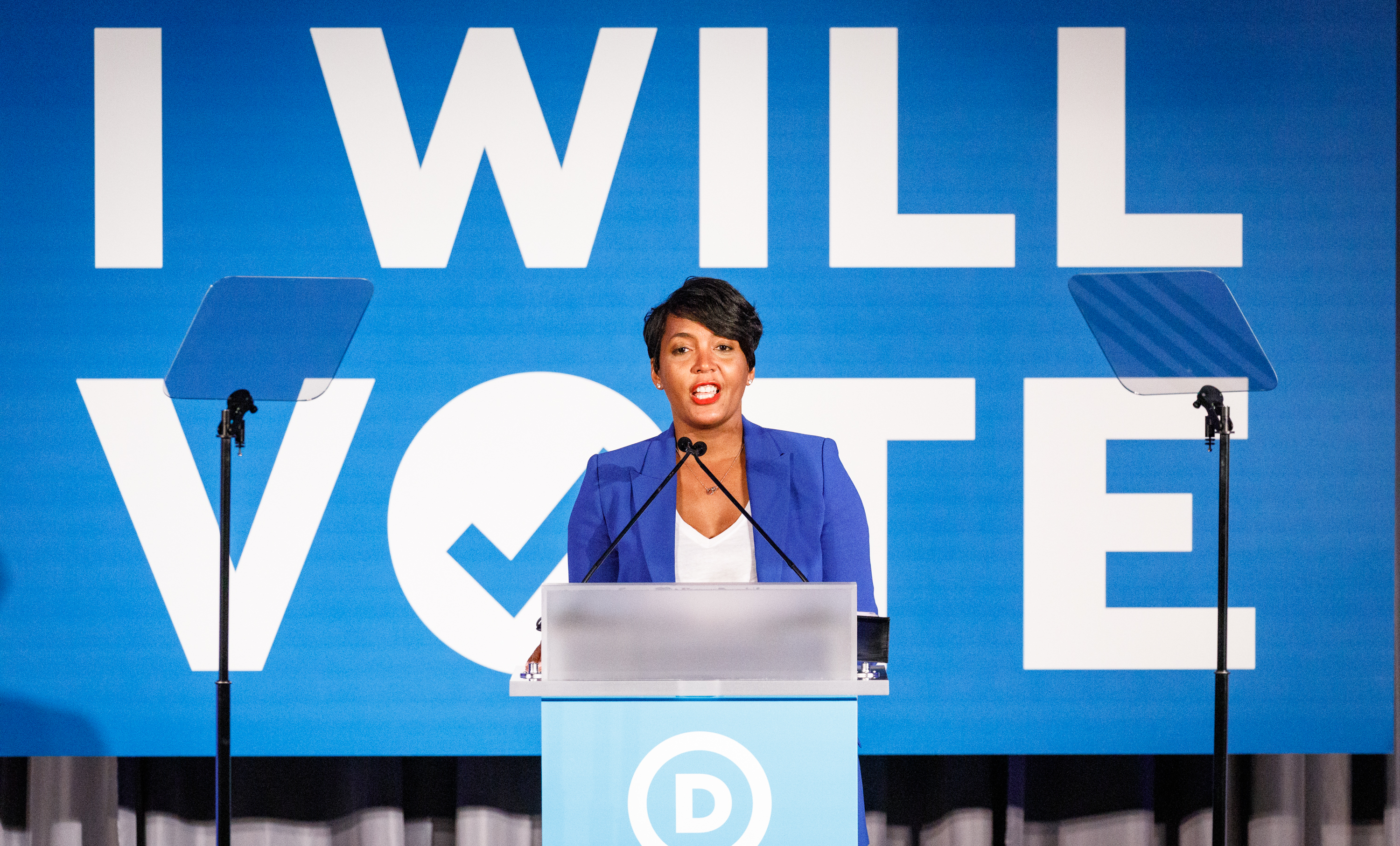 Atlanta Mayor Keisha Lance Bottoms addresses a Democratic National Committee event in June 2019 in Atlanta. The mayor is considered a contender for Joe Biden's vice presidential pick. (Getty Images)