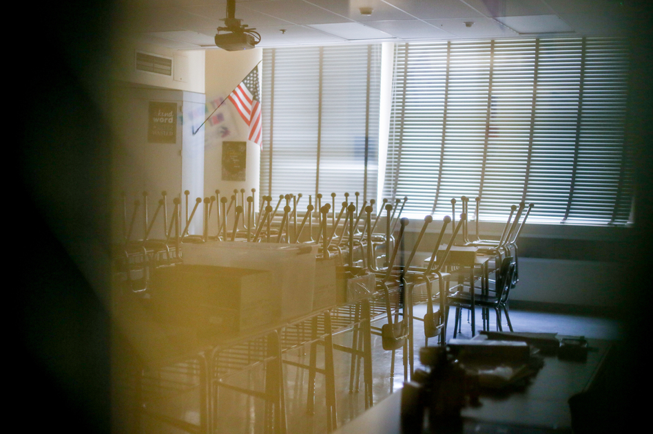 Classrooms at Vista Middle School sit empty during the 2019 Los Angeles teacher strike. Los Angeles schools emptied out again in the spring because of the coronavirus. (Roxanne Turpen for NPR)