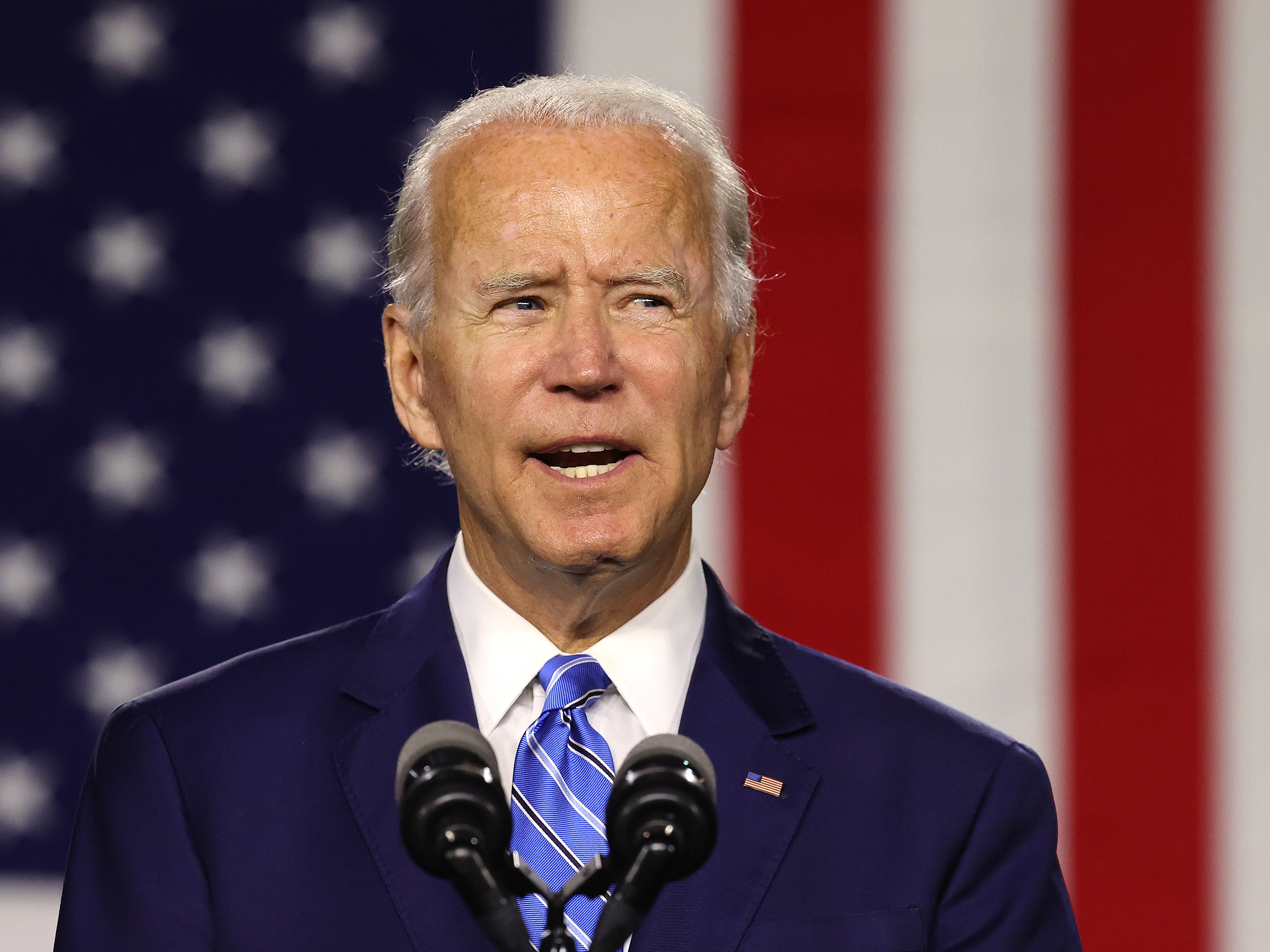 Presumptive Democratic nominee Joe Biden speaks Tuesday at the Chase Center in Wilmington, Del. (Getty Images)