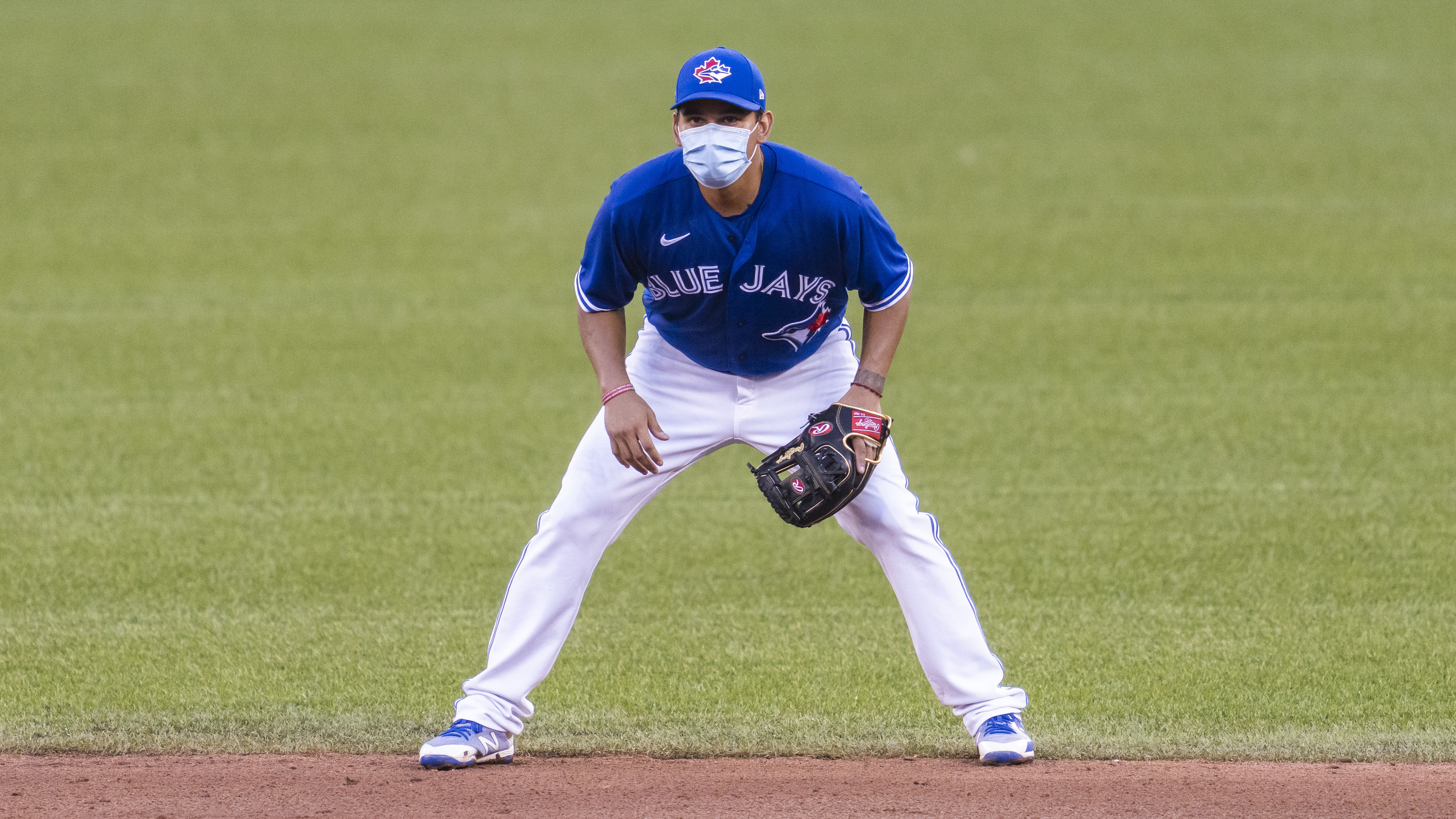 Rubén Tejada of the Toronto Blue Jays is pictured at an intrasquad game at Rogers Centre earlier this month in Toronto. The team received permission for preseason training at the stadium but the Canadian government will not allow regular season games in Canada.