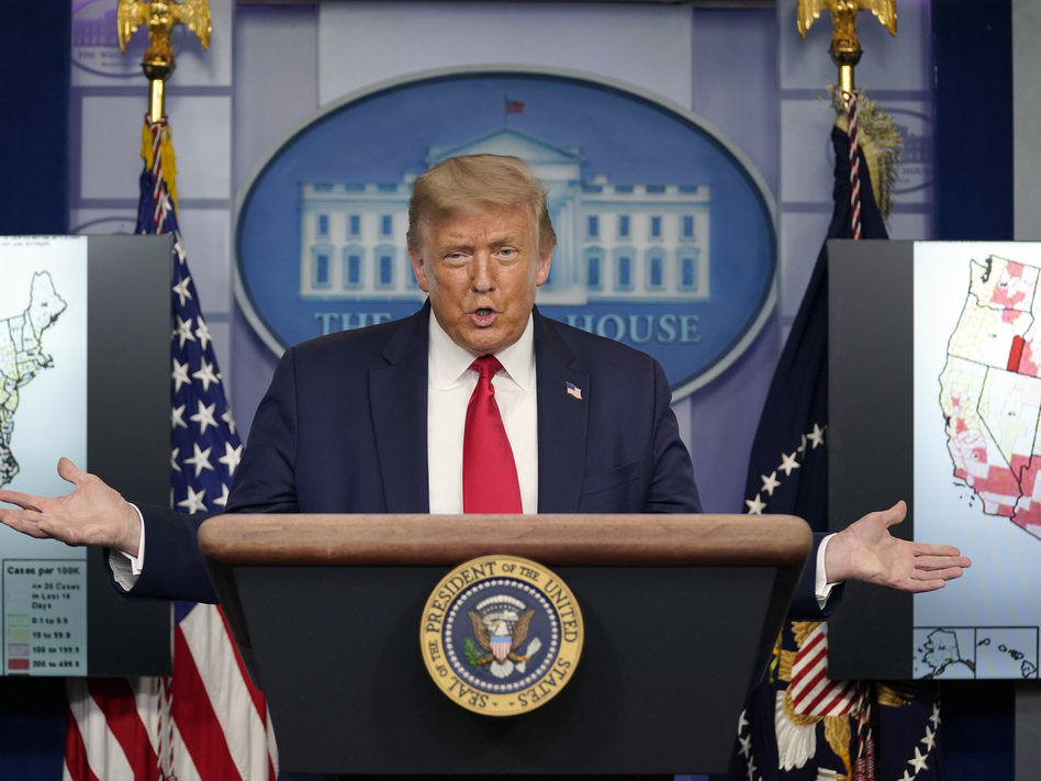 President Donald Trump speaks during a news conference Thursday at the White House. (Evan Vucci/AP)