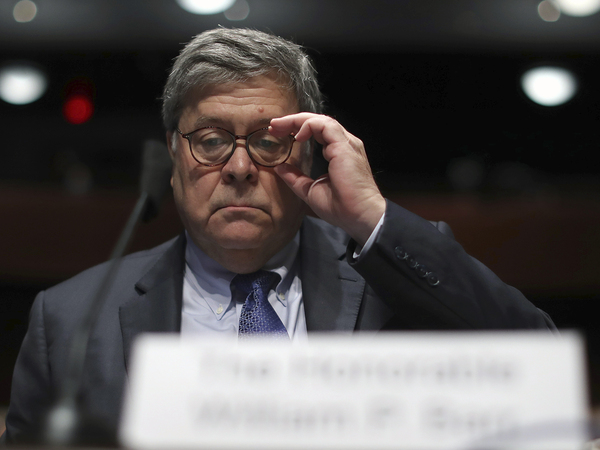 Attorney General William Barr listens during a House Judiciary Committee hearing on the oversight of the Department of Justice on Capitol Hill, Tuesday, July 28, 2020 in Washington.