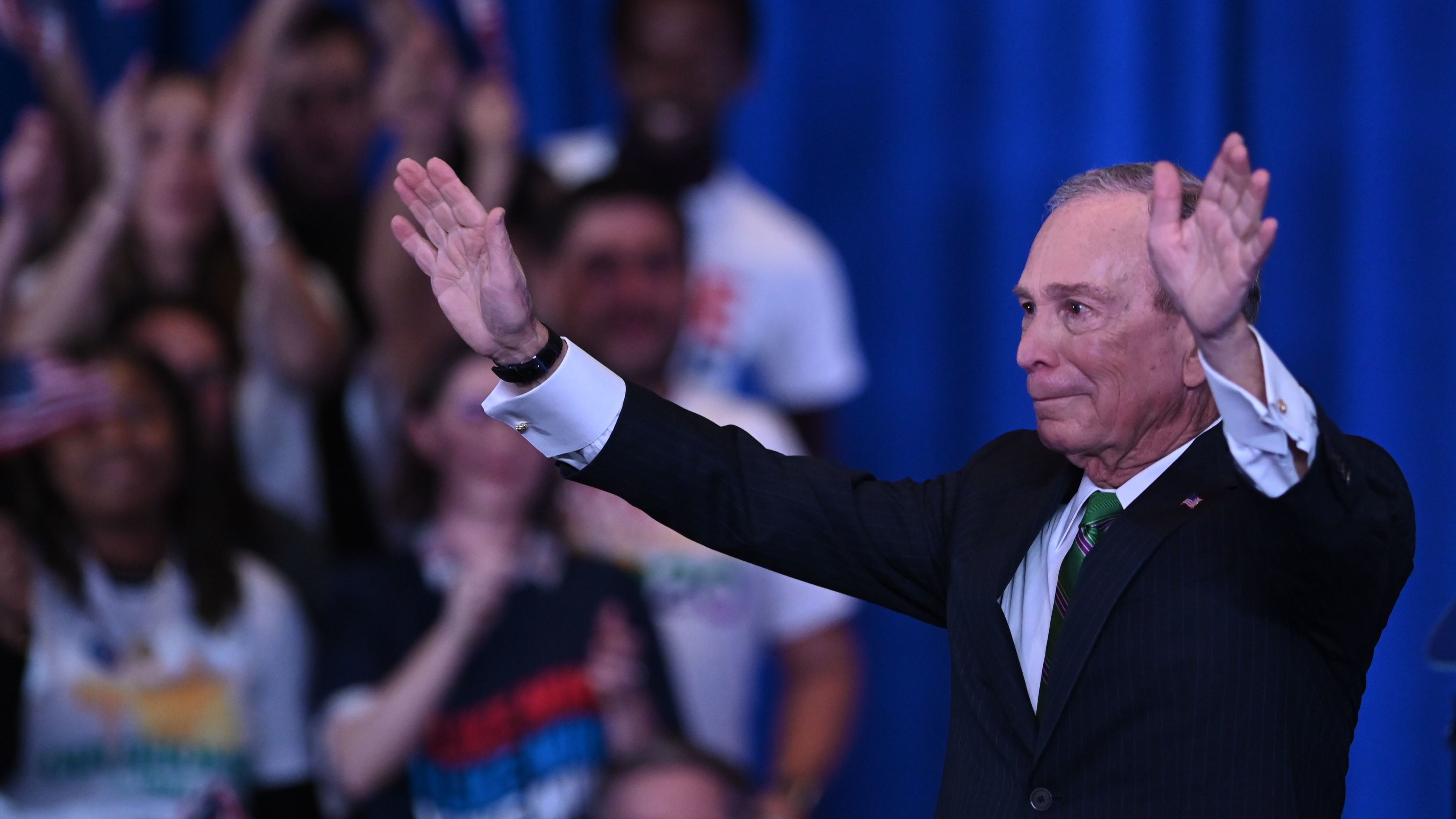 Mike Bloomberg, seen here speaking to supporters and staff in March in New York City, spent $1 billion of his own fortune to run for president but exited the race early on. (AFP via Getty Images)