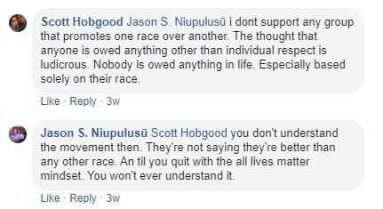 Comments on a Facebook post from July.