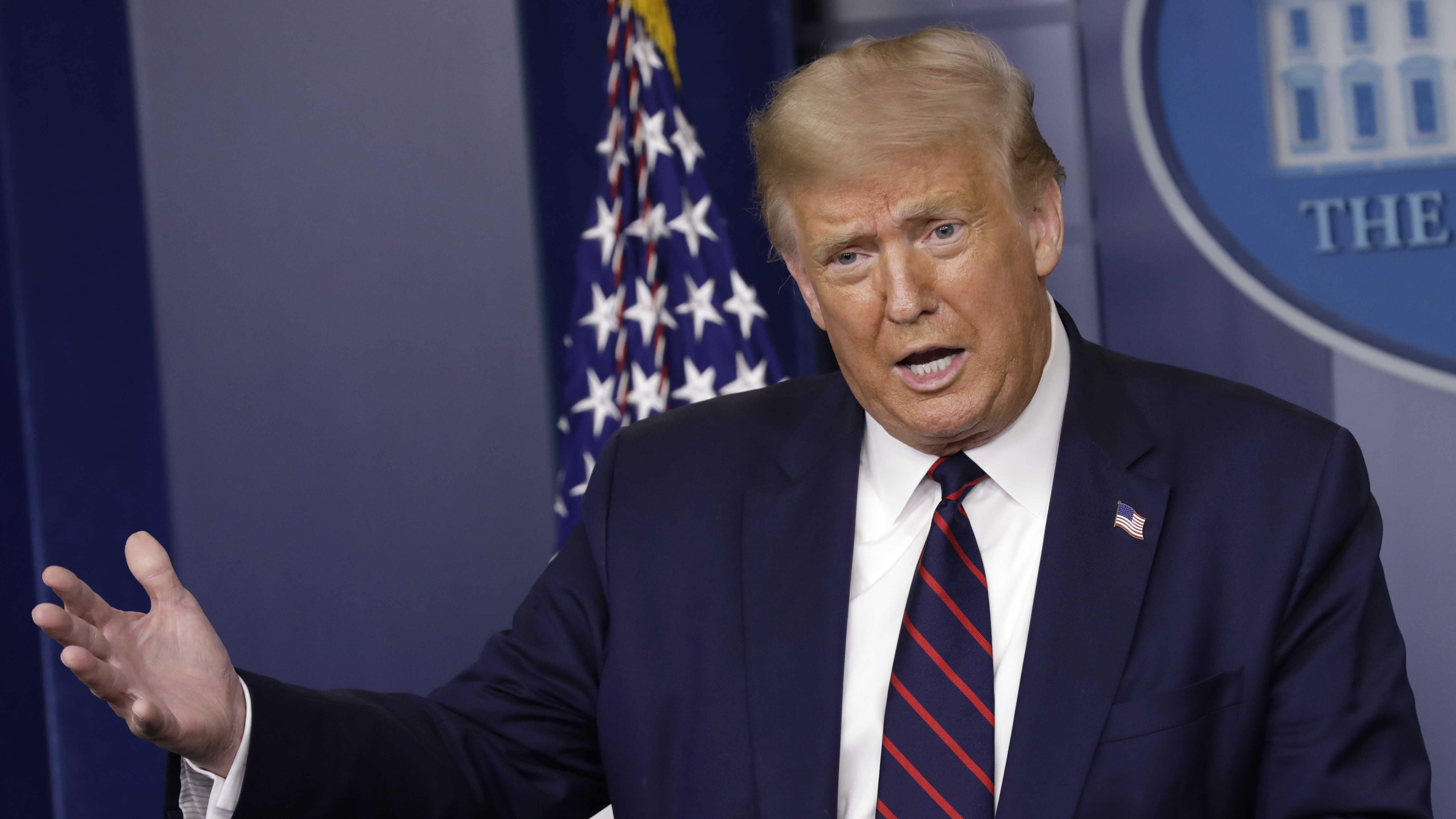 President Donald Trump speaks during a news conference on July 30. (Getty Images)