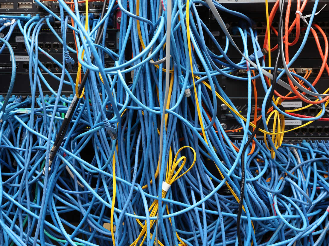 NEW YORK, NY - NOVEMBER 10: Network cables are plugged in a server room on November 10, 2014 in New York City. (Photo by Michael Bocchieri/Getty Images)