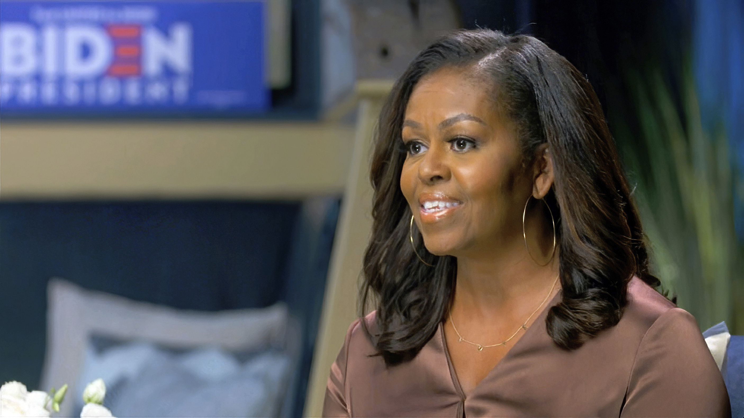Former first lady Michelle Obama speaks during the first night of the Democratic National Convention on Monday.