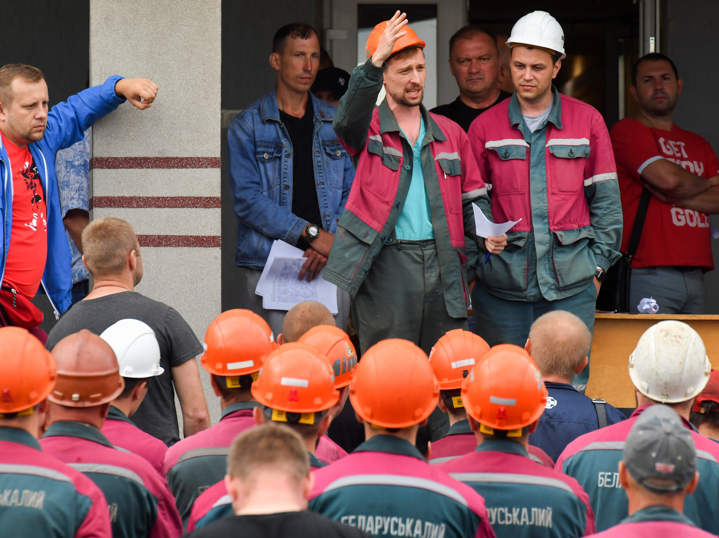 Workers of Belaruskali, Belarus' major producer of potash fertilizers, have gone on strike in support of anti-government protests. (TASS via Getty Images)