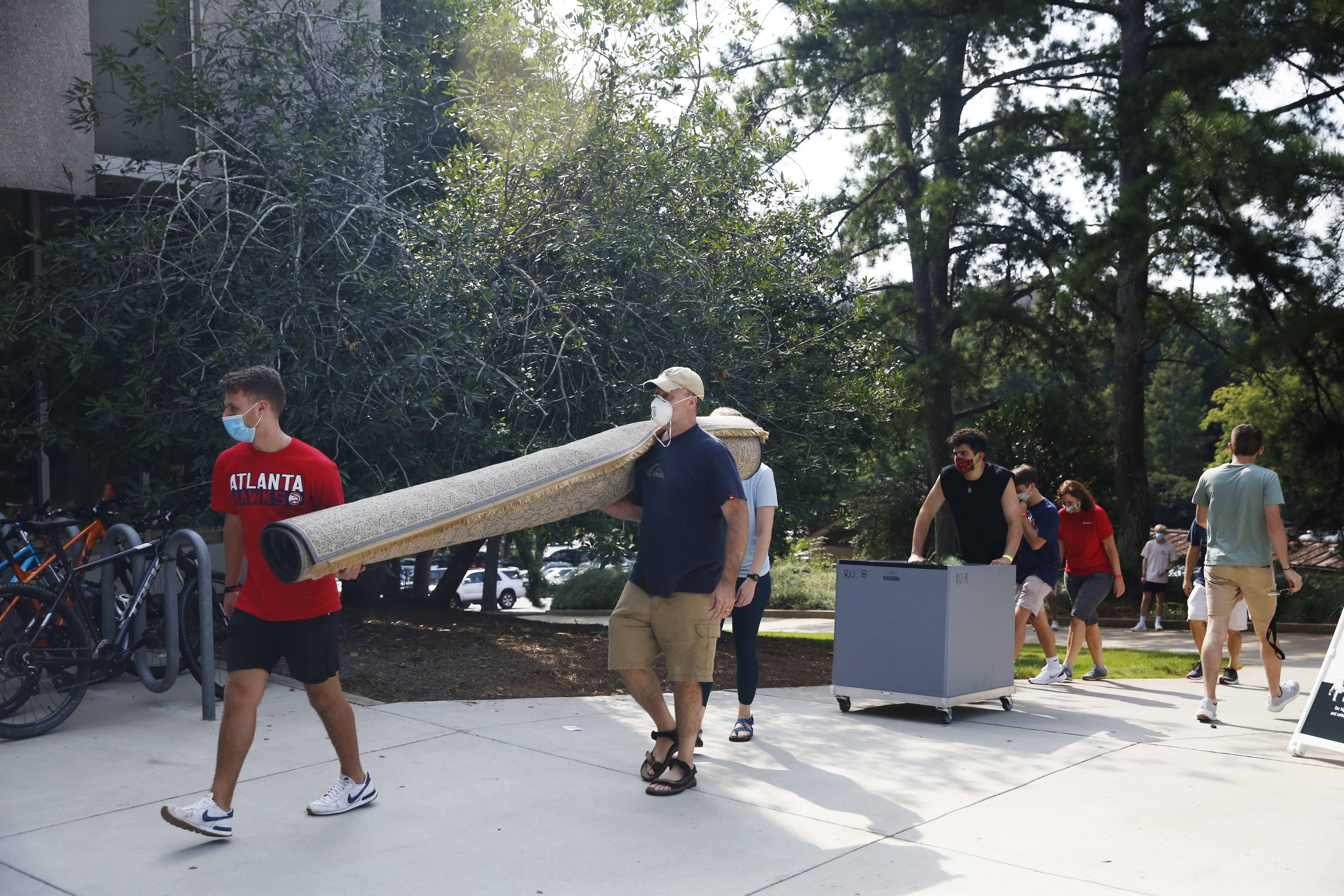 Students move into dorms on Monday at the University of Georgia in Athens. (NPR)