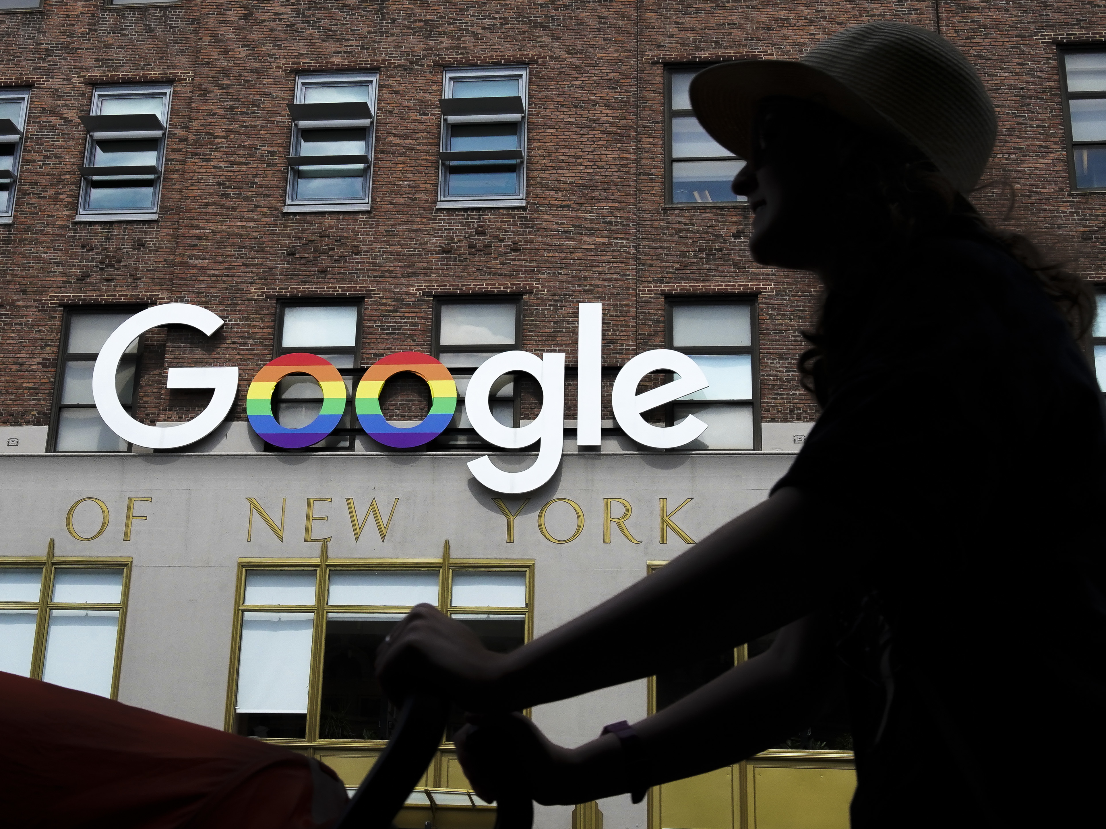 The Google logo adorns the outside of the company's New York City office building. The stock market is hitting records, in large part because of a handful of superstar tech stocks, including Alphabet, Google's parent company. (Getty Images)