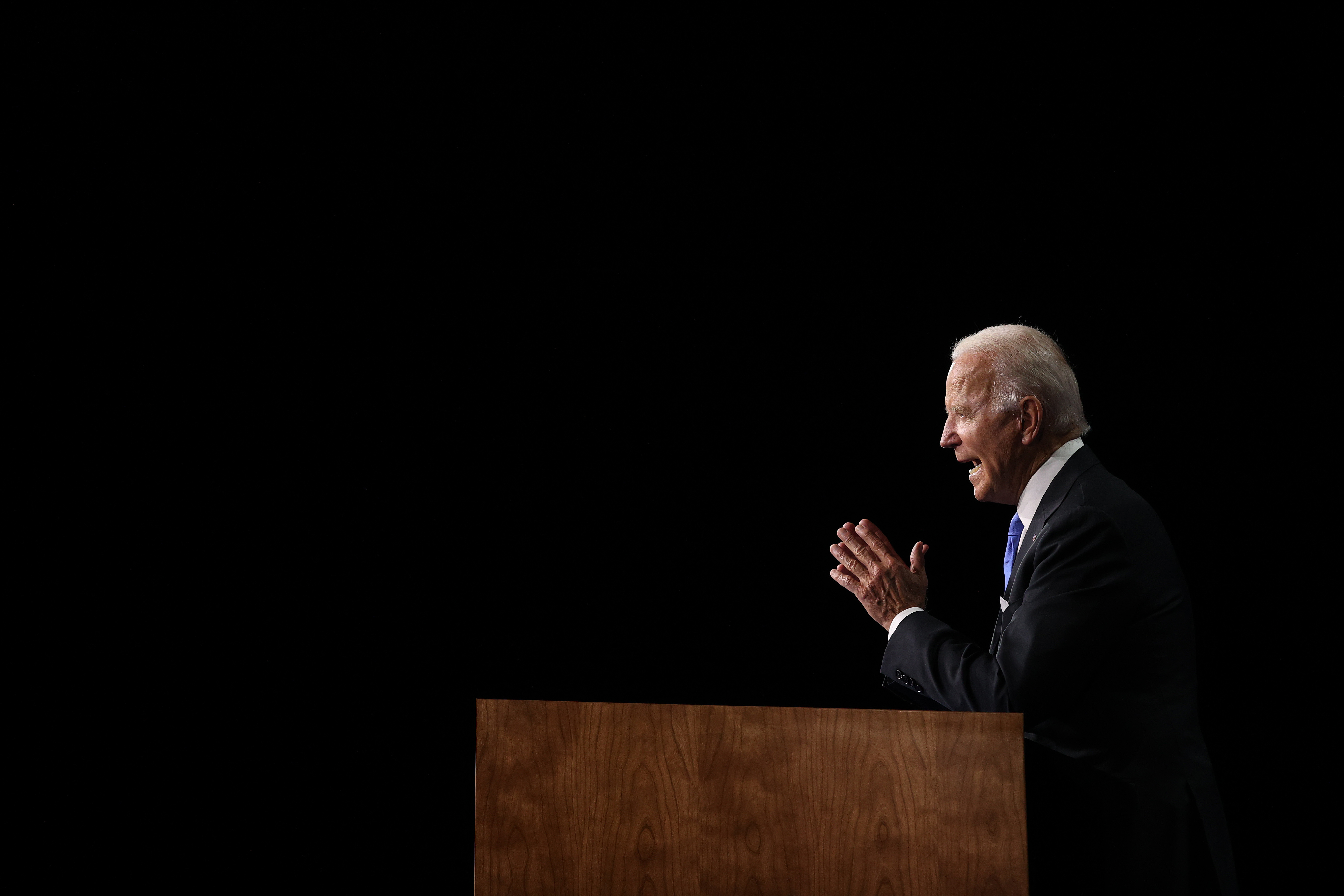Democratic presidential nominee Joe Biden delivers his acceptance speech on the fourth night of the Democratic National Convention from the Chase Center in Wilmington, Del. (Getty Images)