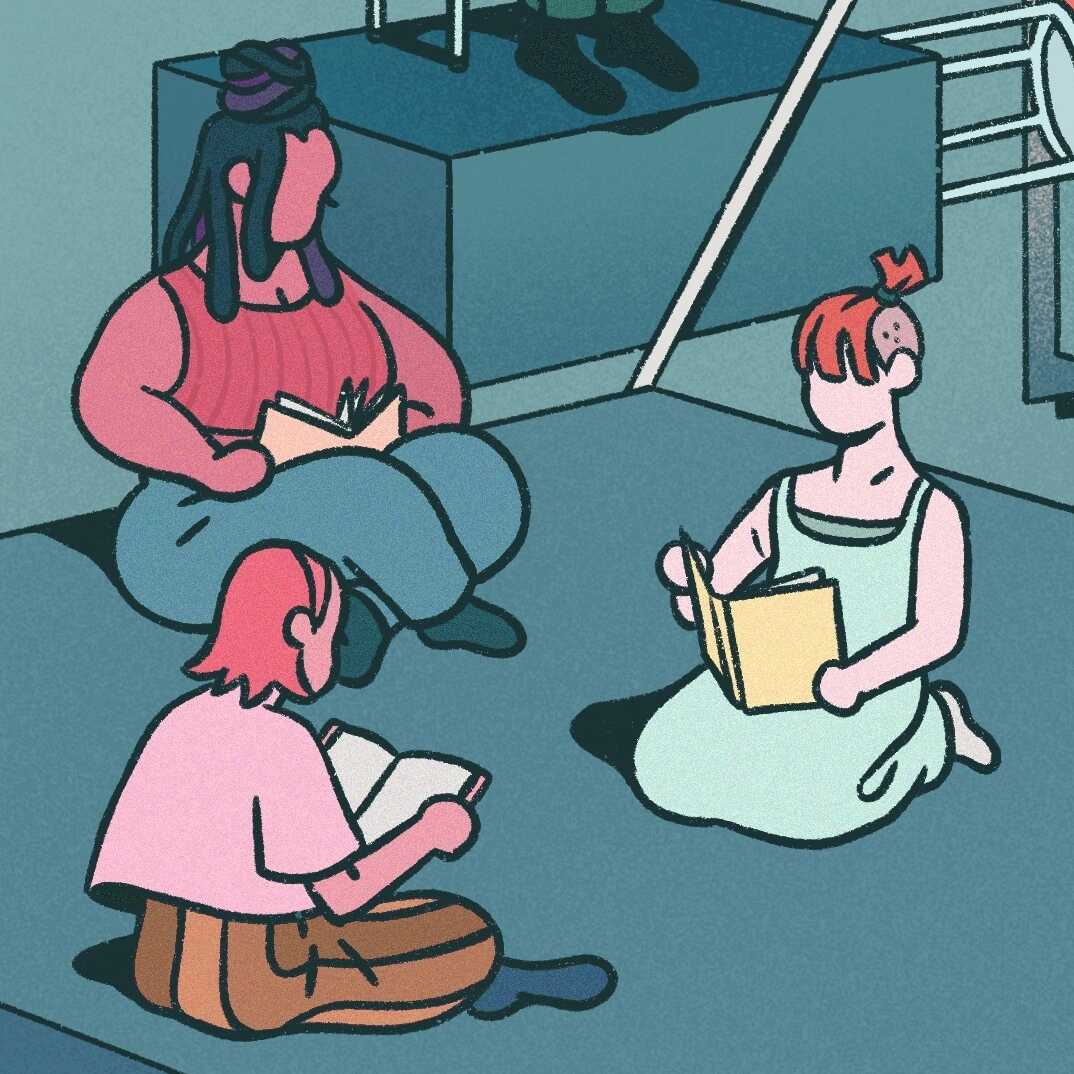 Friends reading together