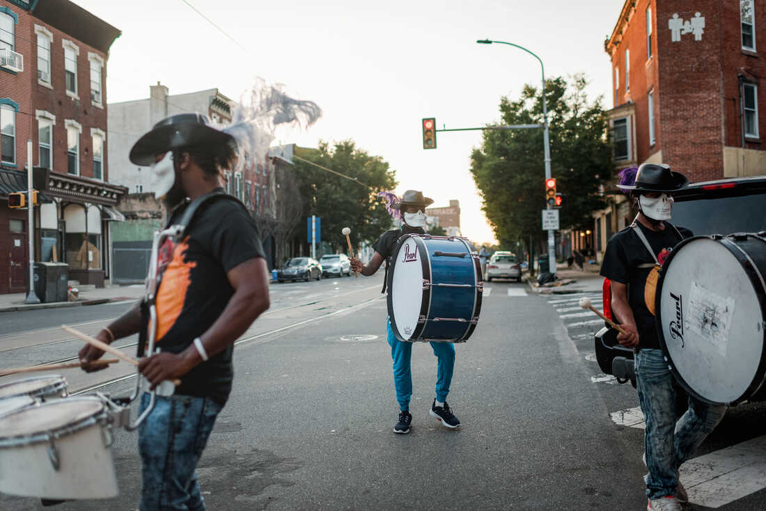 The Positive Movement Entertainment drumline and drill team, which opened for an outdoor screening of short films on Aug. 5, in West Philadelphia, typically has between 3 and 8 members who perform on a rotating basis.