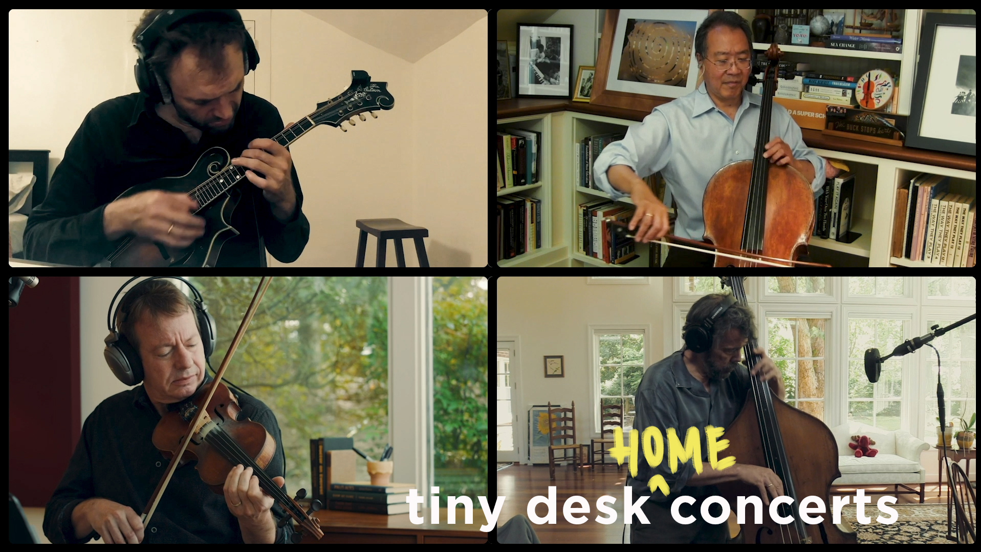 Yo-Yo Ma, Stuart Duncan, Edgar Meyer and Chris Thile plays a Tiny Desk (home) concert. (NPR)