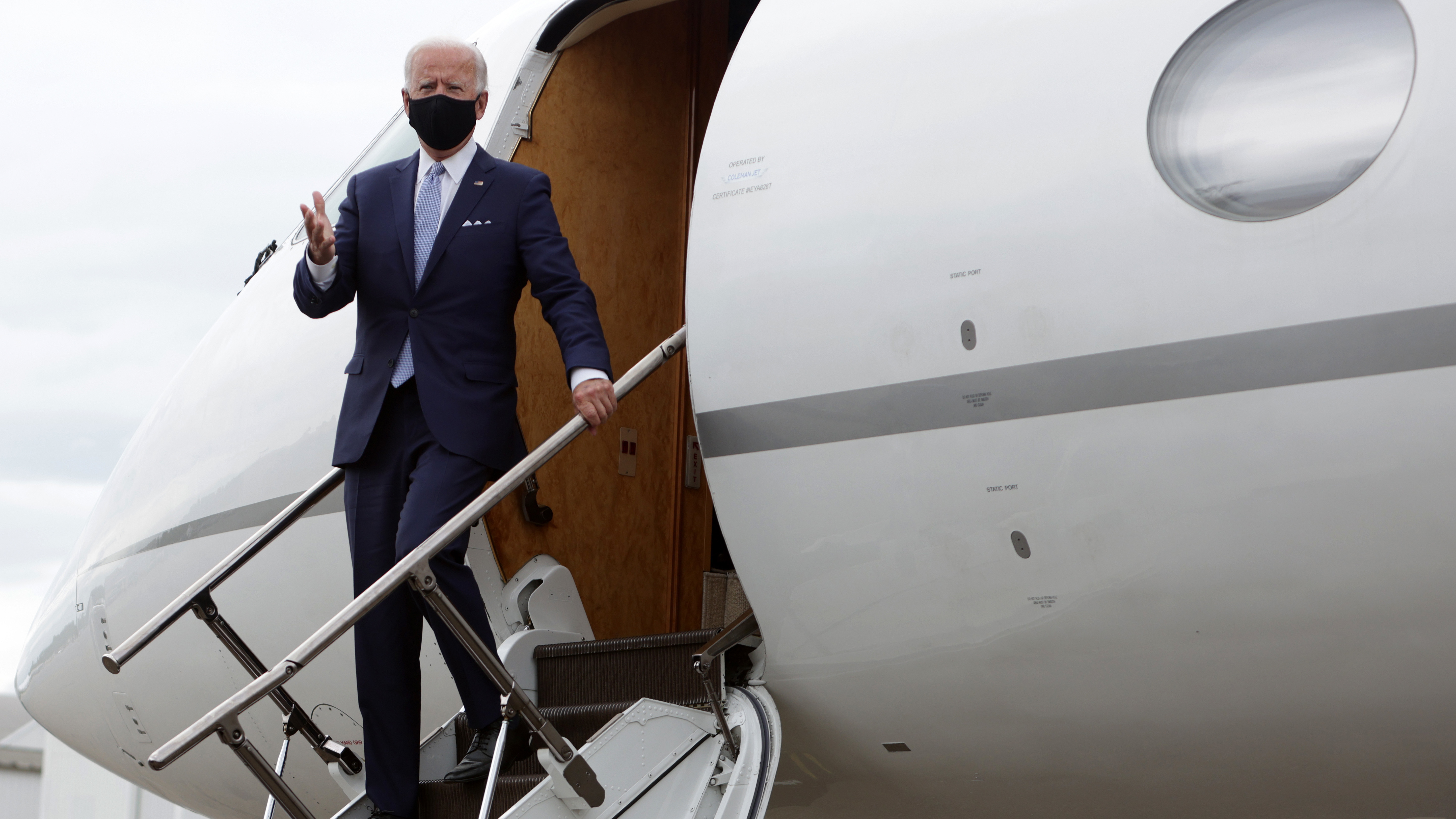 Democratic presidential nominee Joe Biden, seen here on Aug. 31 in West Mifflin, Pa., set a  monthly record for presidential fundraising. (Getty Images)