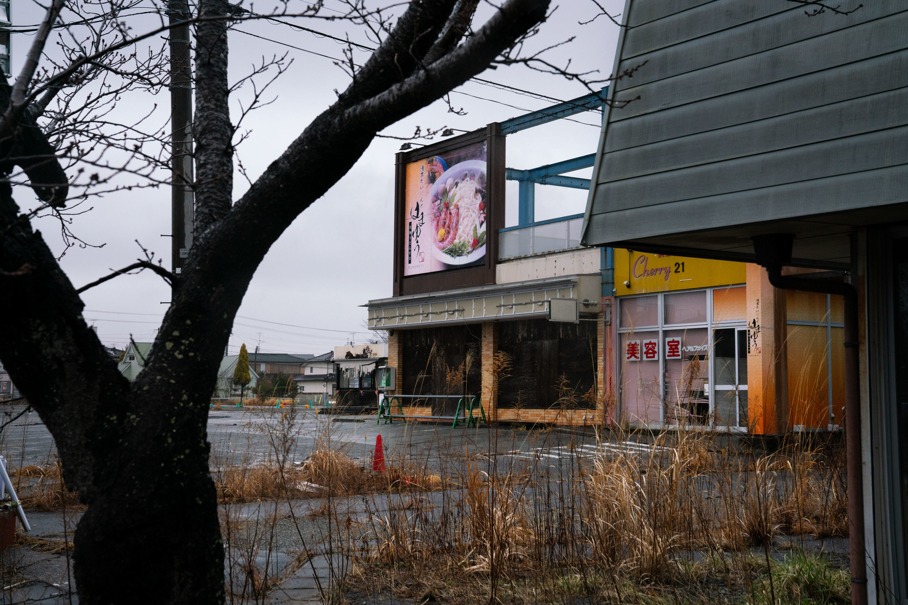 Abandoned buildings inside the exclusion zone in Fukushima Prefecture. (NPR)