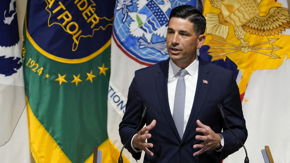 The whistleblower says Chad Wolf, the acting secretary of the Department of Homeland Security, twice told him to withhold reporting on Russian threats to the election. (Susan Walsh/AP)